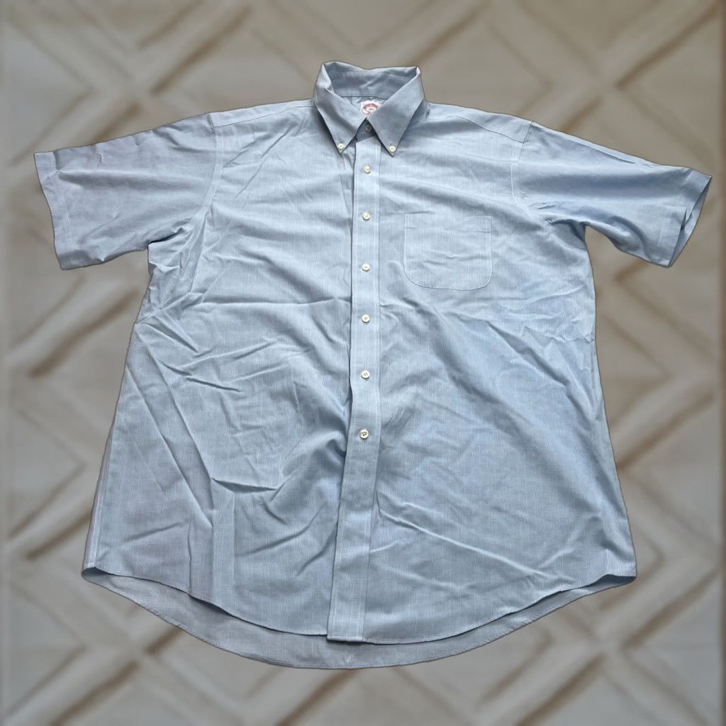 Brooks Brothers Brooks Brothers 346 Button-Down Polo Shirt Blue Short Sleeve Collared Mens 16.5 Size US XL / EU 56 / 4 - 1 Thumbnail