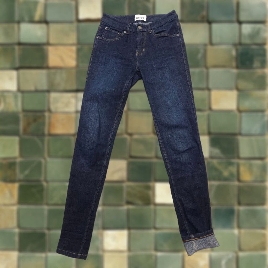 Vintage DU/ER Stay Dry Skinny Jeans Women Size 25 x 31 Blue Dark Warm Lined Cotton Blend Size 42" / US 20 - 1 Thumbnail