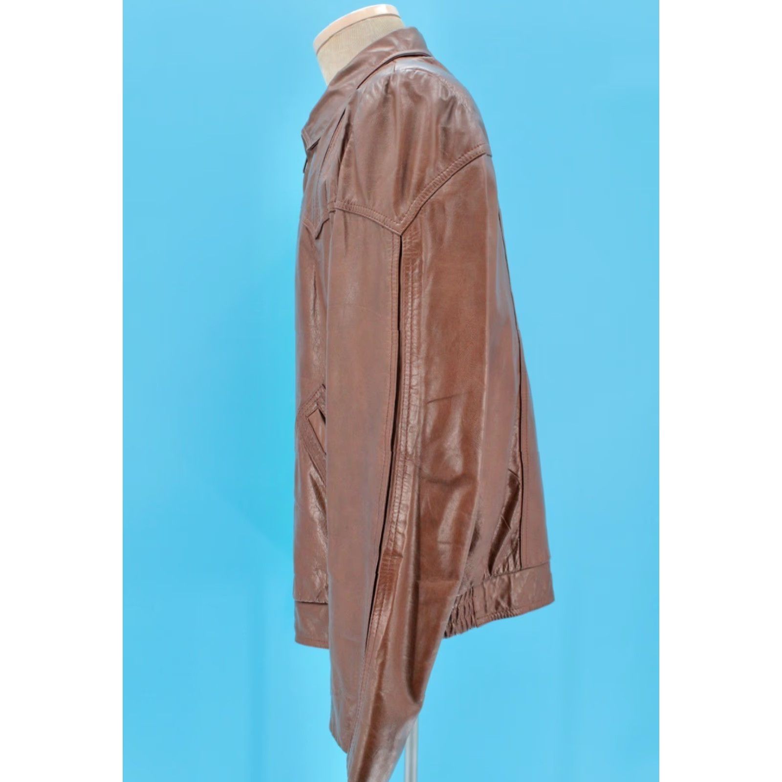 Vintage VINTAGE Richman Jacket 70s Leather Mens Sz 44 Brown 1970s Disco Western Size US S / EU 44-46 / 1 - 2 Thumbnail