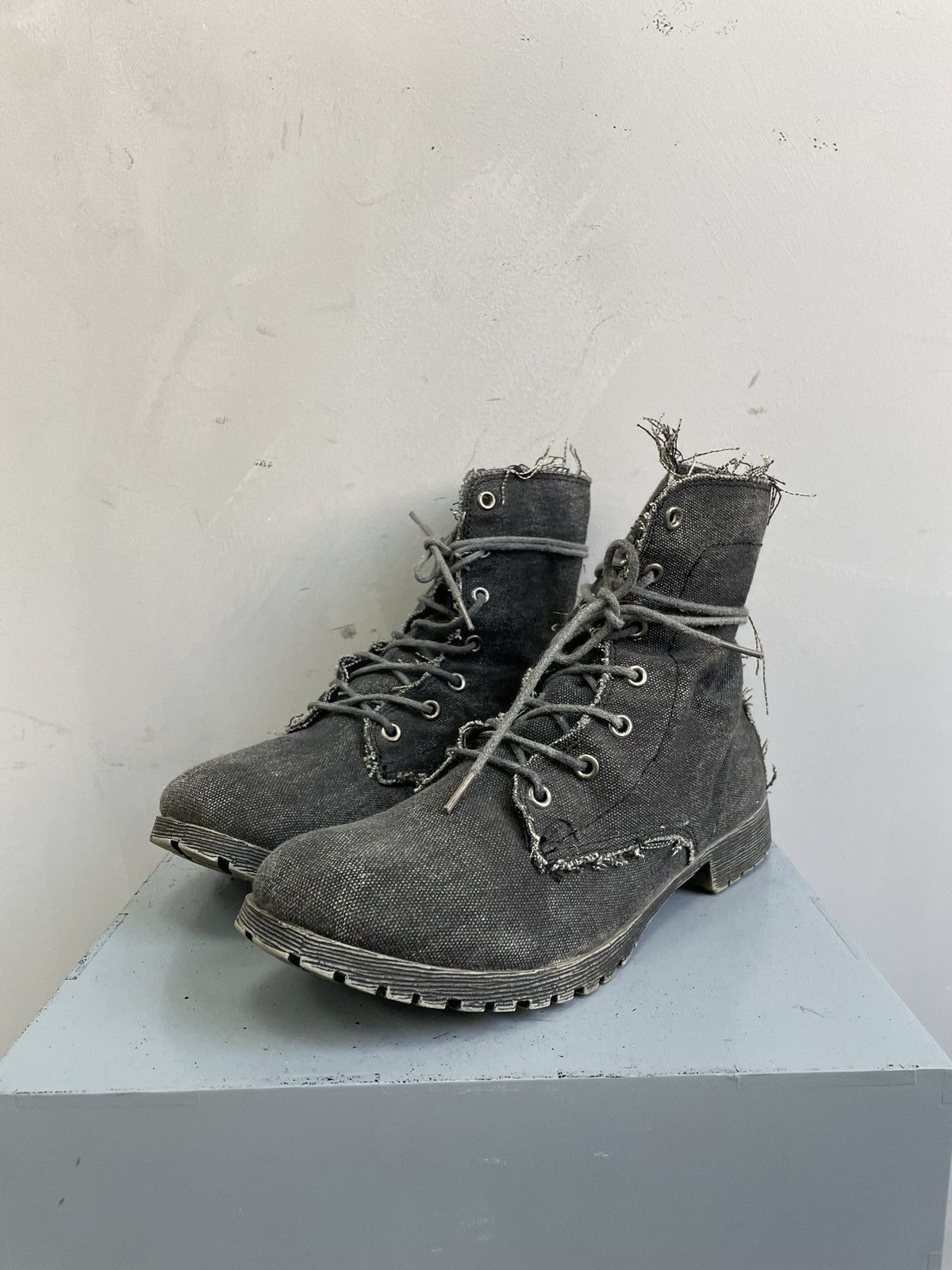 Japanese Brand Vintage Grey Distressed denim guidi style Up Boots Size 41 Size US 8 / EU 41 - 6 Thumbnail