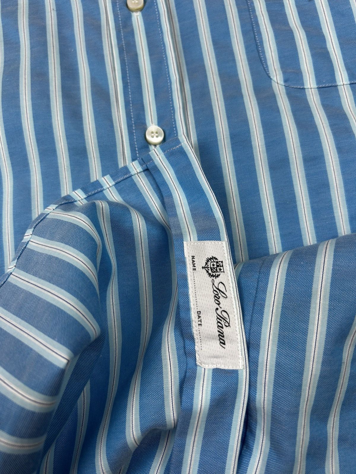 Loro Piana Loro Piana Shirt Button Up White Blue Stripped Cotton Formal Size US L / EU 52-54 / 3 - 10 Thumbnail