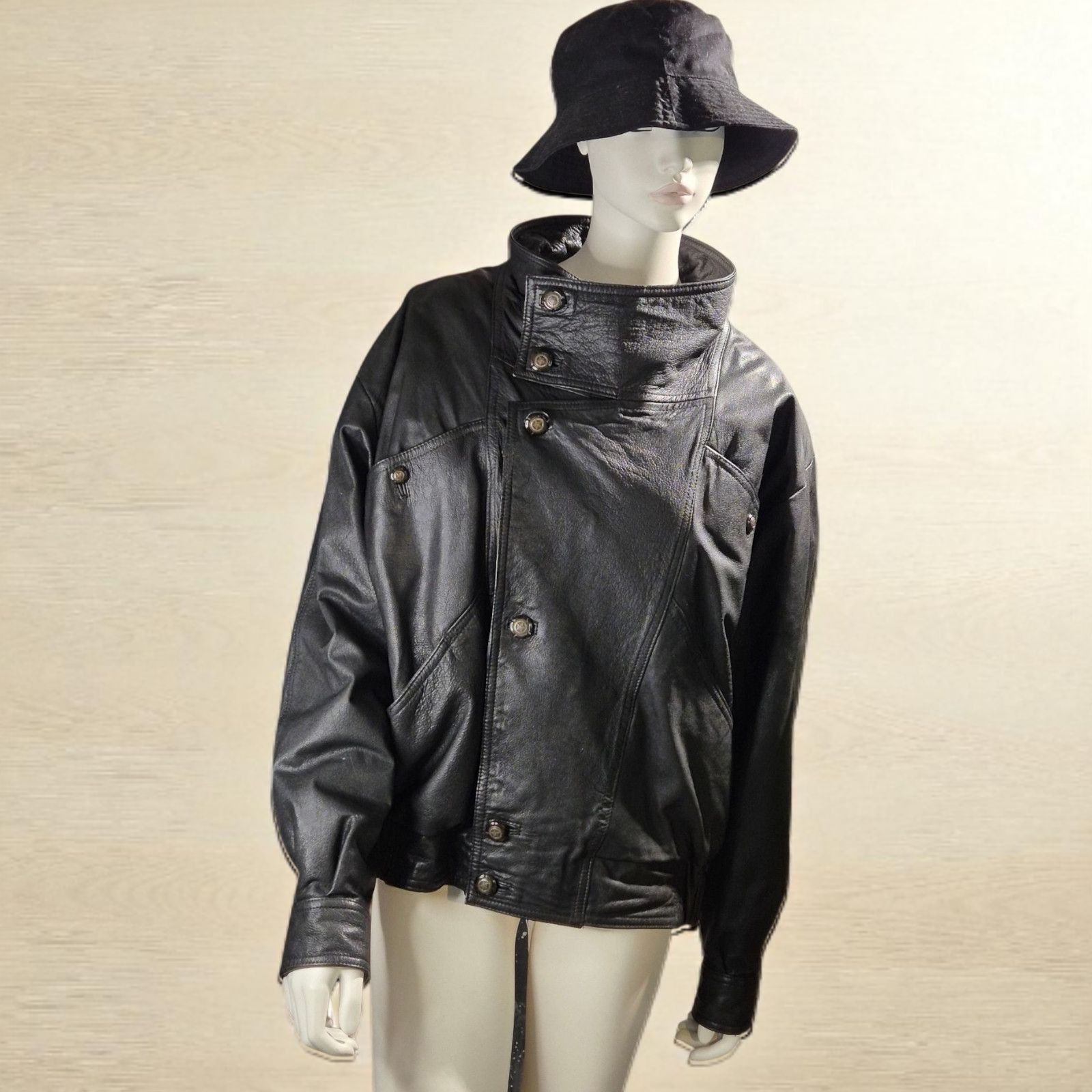 Vera Pelle Marco Pierguidi – Vintage Black Leather Jacket- RARE Size US M / EU 48-50 / 2 - 10 Thumbnail