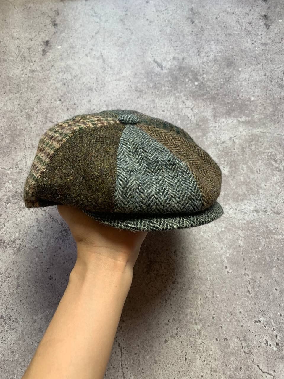Harris Tweed Vintage 90's Harris Tweed Patchwork herringbone flat cap hat Size ONE SIZE - 1 Thumbnail