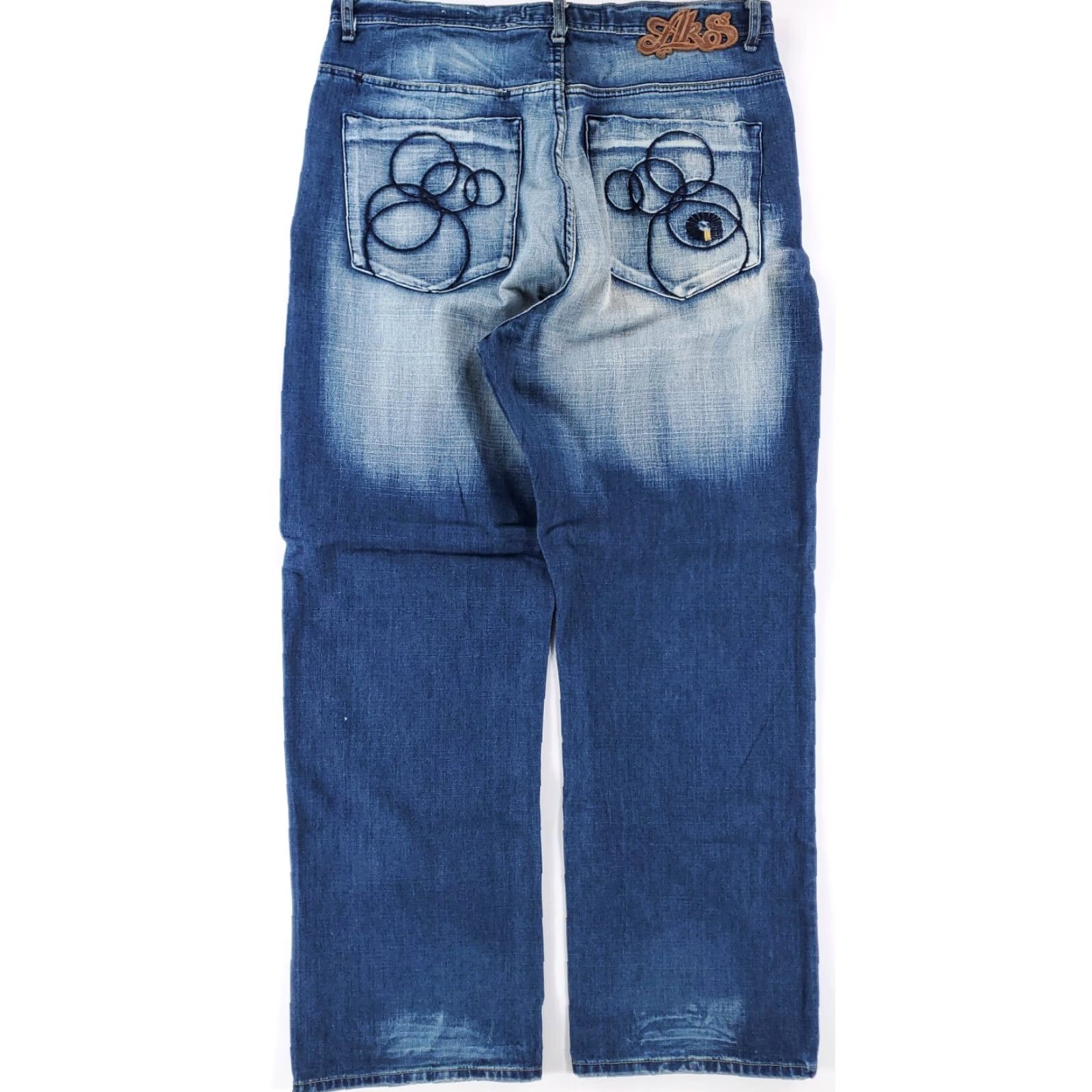 Akademiks AKADEMIKS Jeans Blue Embroidered Wide Leg Baggy Skater Mens 38 x 31.5 Blue Embroidered Wide Leg Skater Baggy Mens 38 x 31.5 Size US 38 / EU 54 - 5 Thumbnail