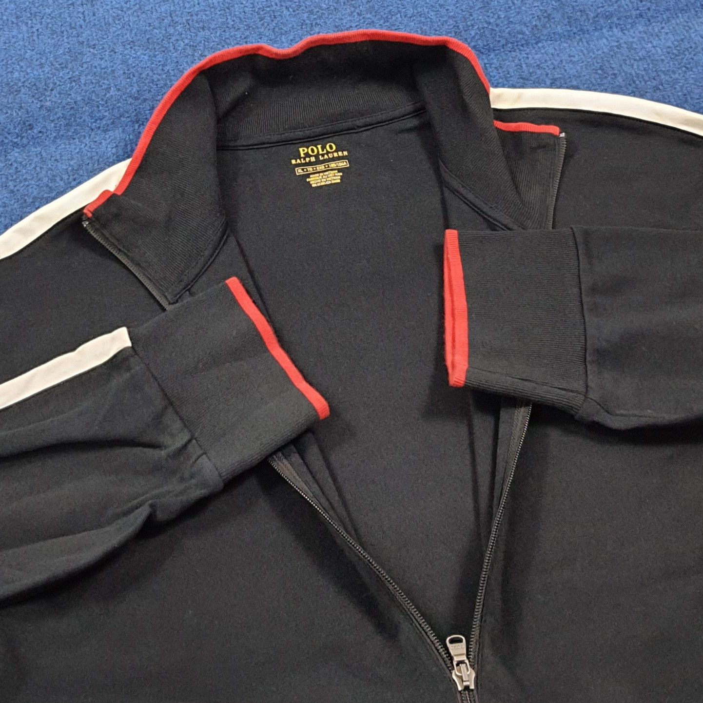 Polo Ralph Lauren Polo Ralph Lauren Track Jacket Black White Side Stripe Size US XL / EU 56 / 4 - 5 Thumbnail