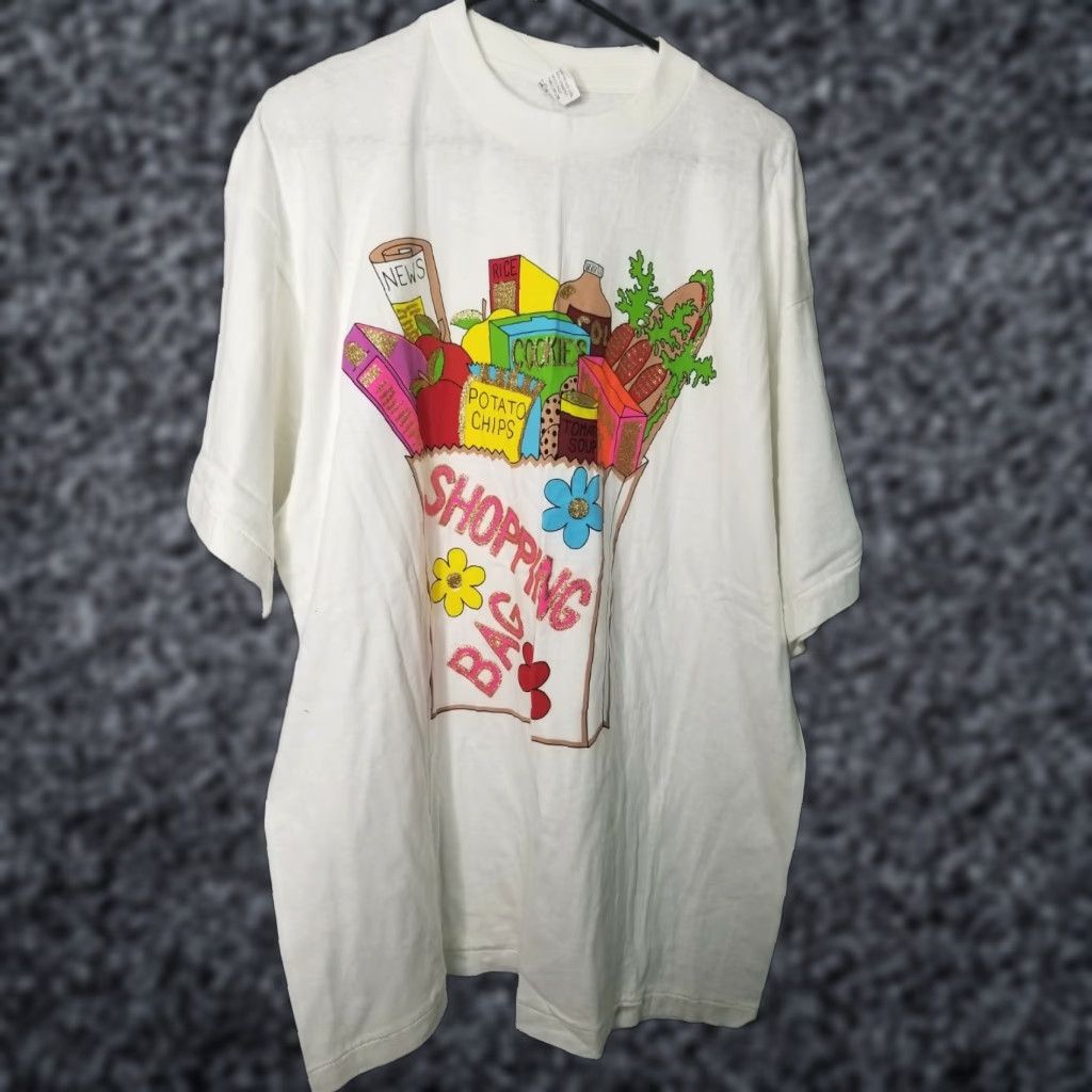 Vintage VINTAGE Pro Ace T-Shirt Shirt XL Mens Glitter 80s White Cotton Short Sleeve Crew Neck Graphic Print Size US XL / EU 56 / 4 - 1 Thumbnail