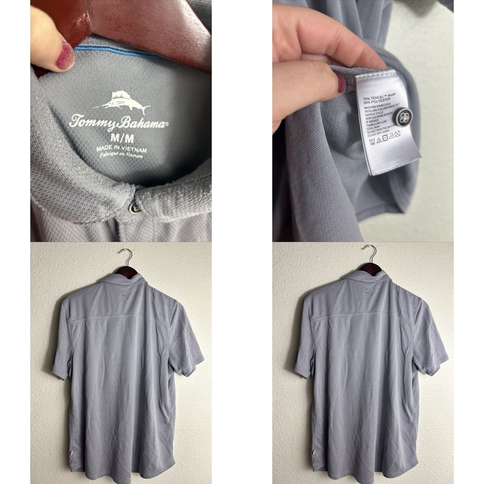 Tommy Bahama Tommy Bahama Mens Medium Gray Short Sleeve Button Up Shirt Gray Tencel Size US M / EU 48-50 / 2 - 8 Thumbnail