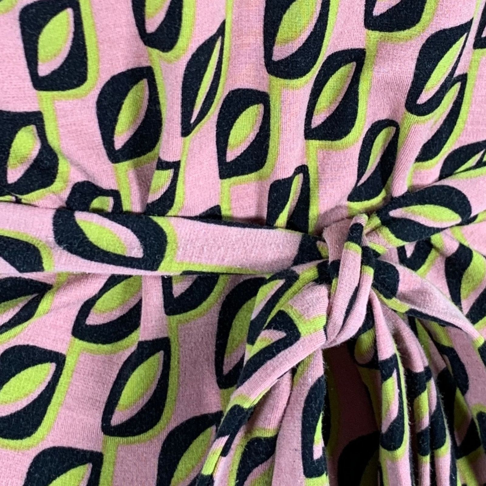 Max Mara Size XL Pink Black Yellow Viscose Blend Abstract Wrap Dress Size XL / US 12-14 / IT 48-50 - 4 Thumbnail