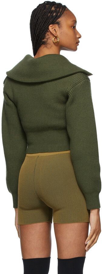 Jacquemus o1mle0325 La Maille Risoul Sweater in Dark Khaki Size XS / US 0-2 / IT 36-38 - 4 Thumbnail