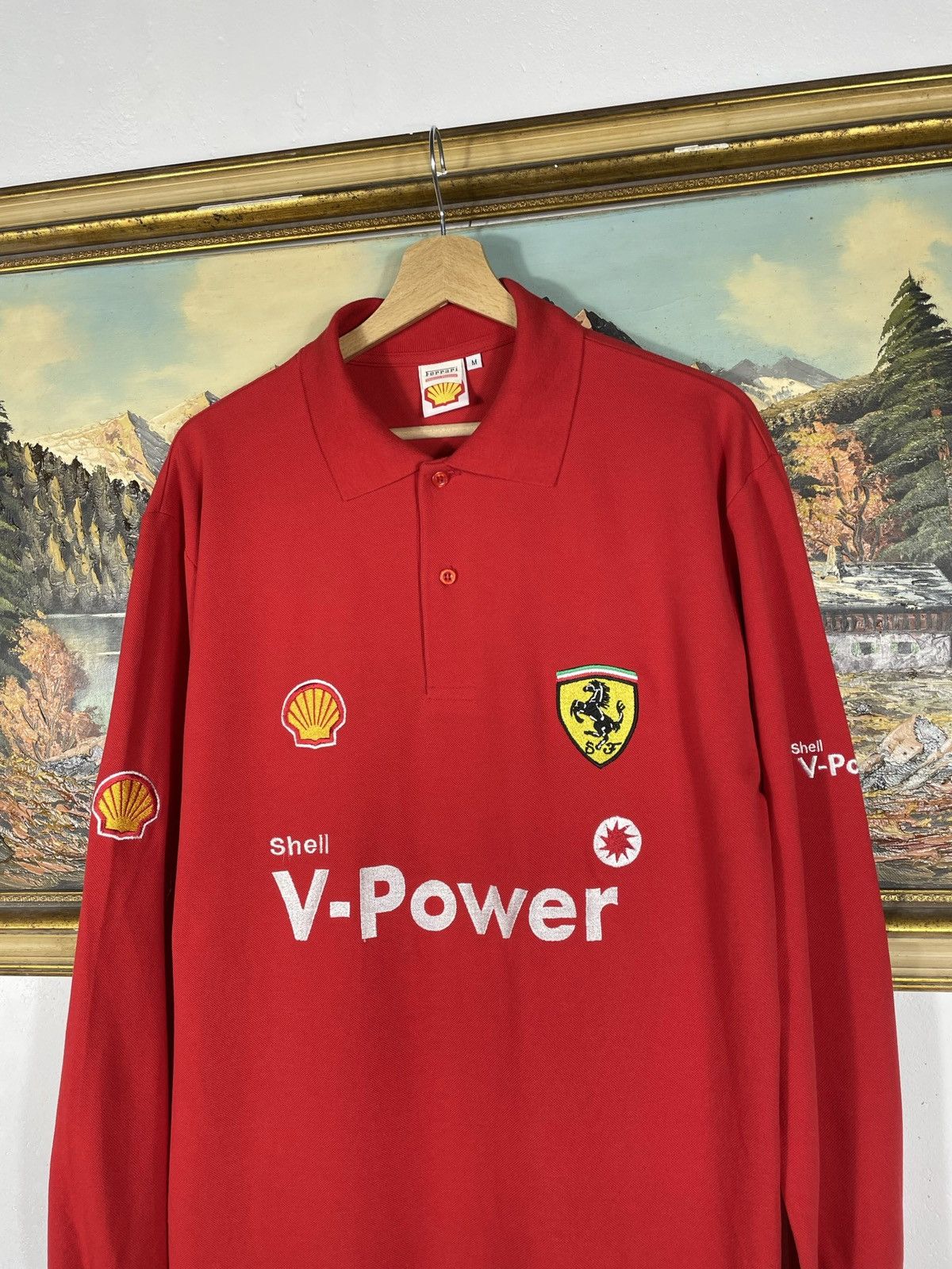 Ferrari × Vintage Red Vintage Retro Y2k 00s Ferrari Longsleeve Polo Tee Size US M / EU 48-50 / 2 - 5 Thumbnail