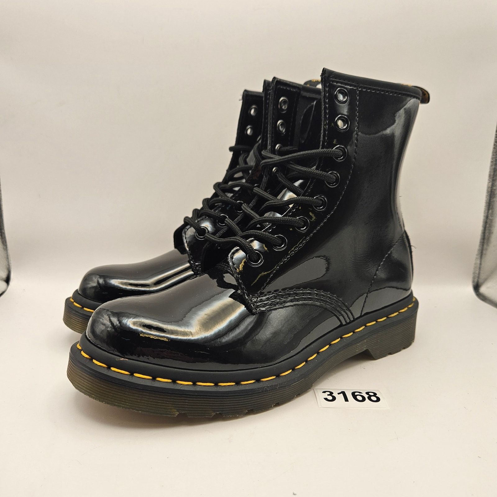 Dr. Martens DR MARTENS WOMEN'S 6 1460 W BLACK PATENT LEATHER COMBAT BOOT Size US 6 / IT 36 - 1 Thumbnail