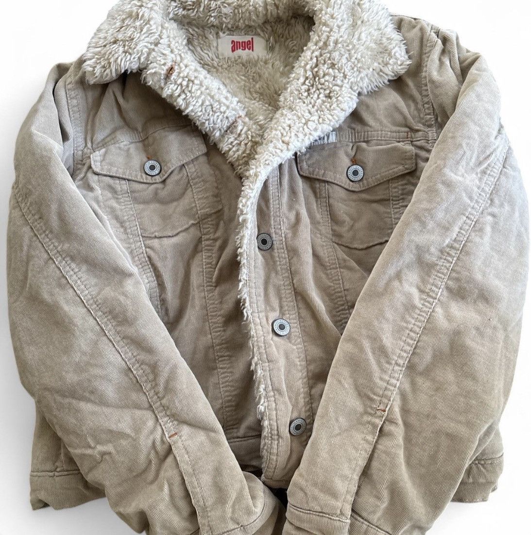 Other Vintage Angel Jeans Tan Corduroy Faux Fur Jacket Size M / US 6-8 / IT 42-44 - 1 Thumbnail