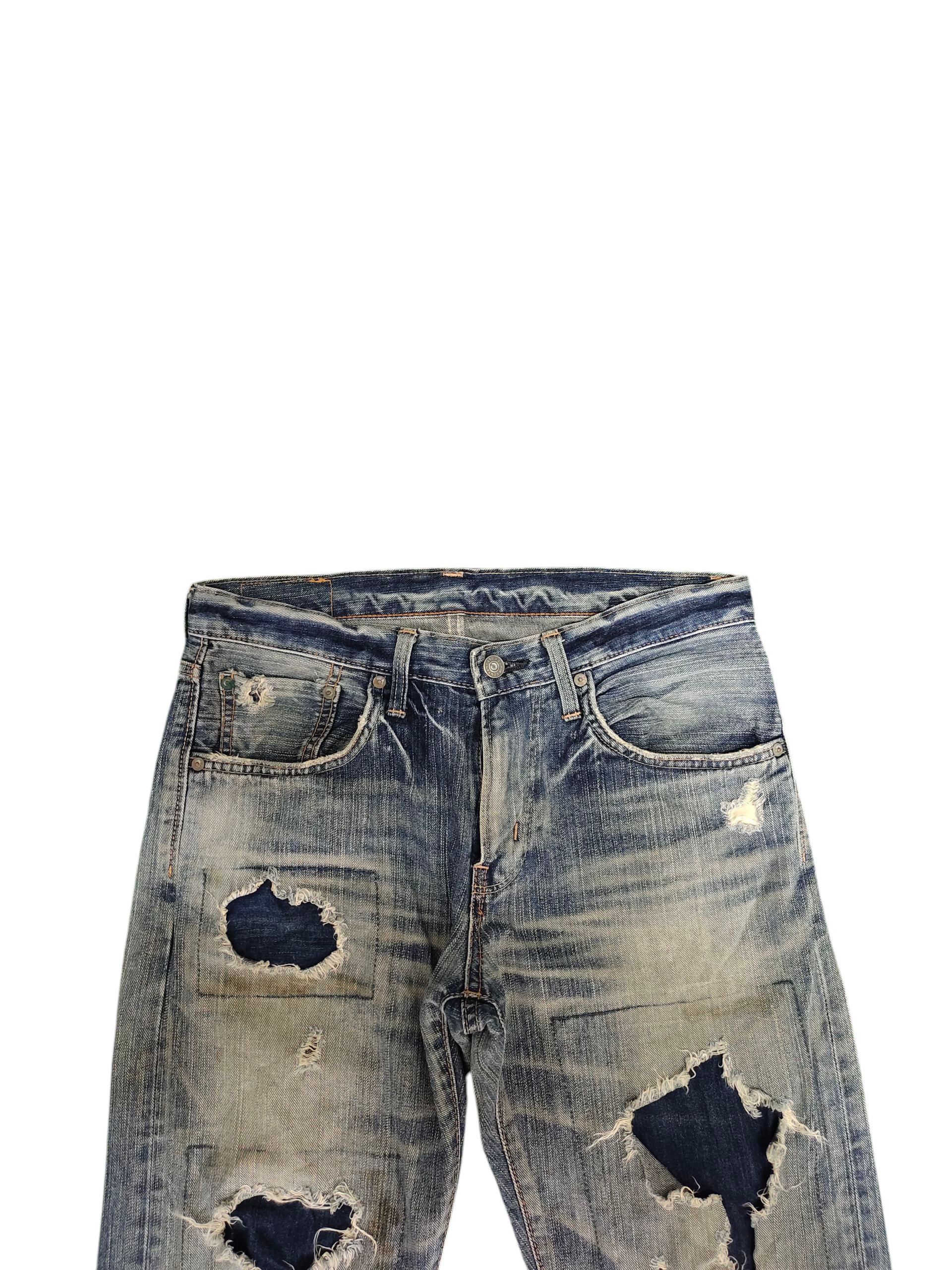 Kapital Vintage 90s Edwin Boro Patchwork Clawmark Distress Jeans Size US 30 / EU 46 - 2 Thumbnail