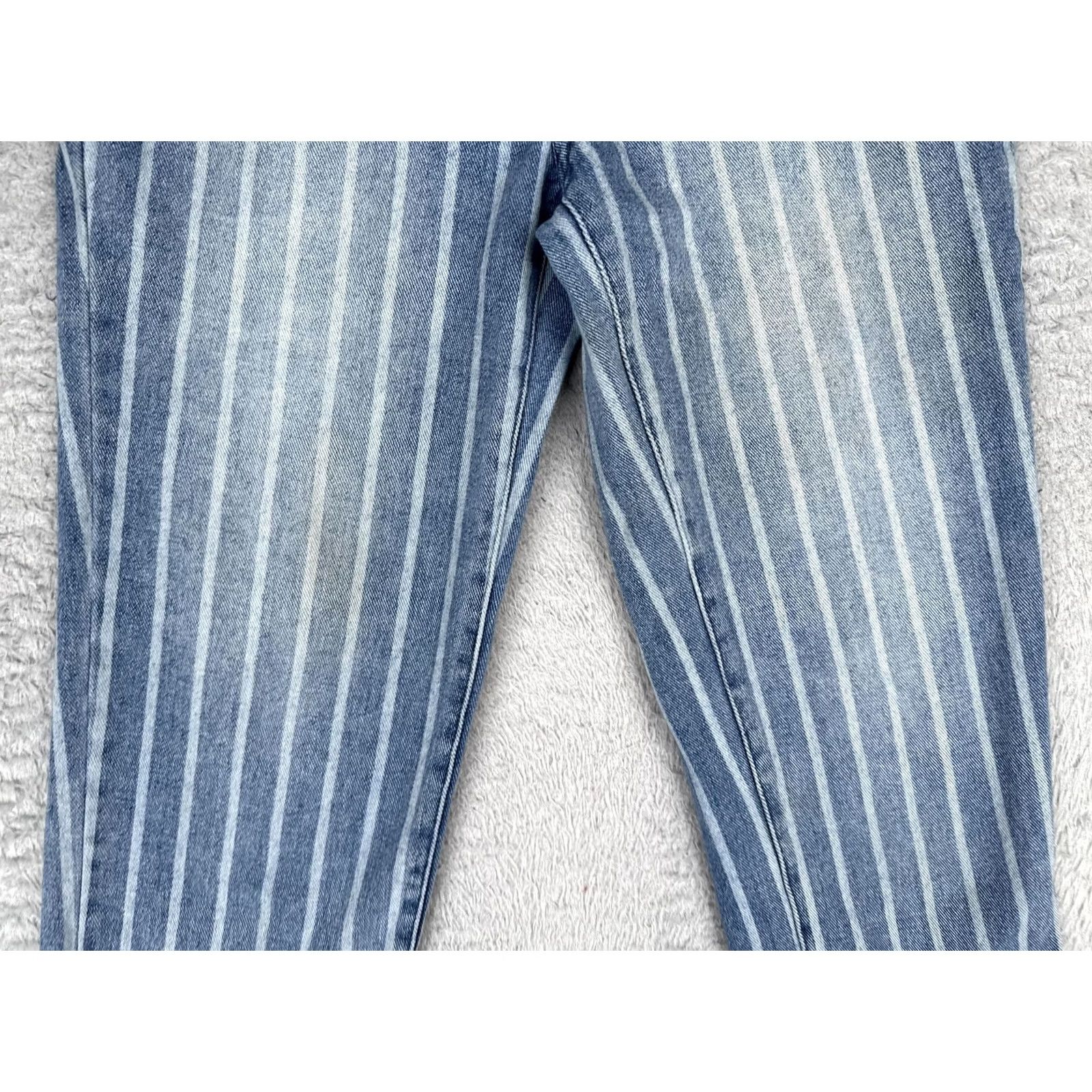 Pacsun PacSun Womens 29 Straight Jeans Blue Medium Wash High Rise Crop Striped 5-Pocket Denim Cotton N/A Size 29" - 3 Thumbnail