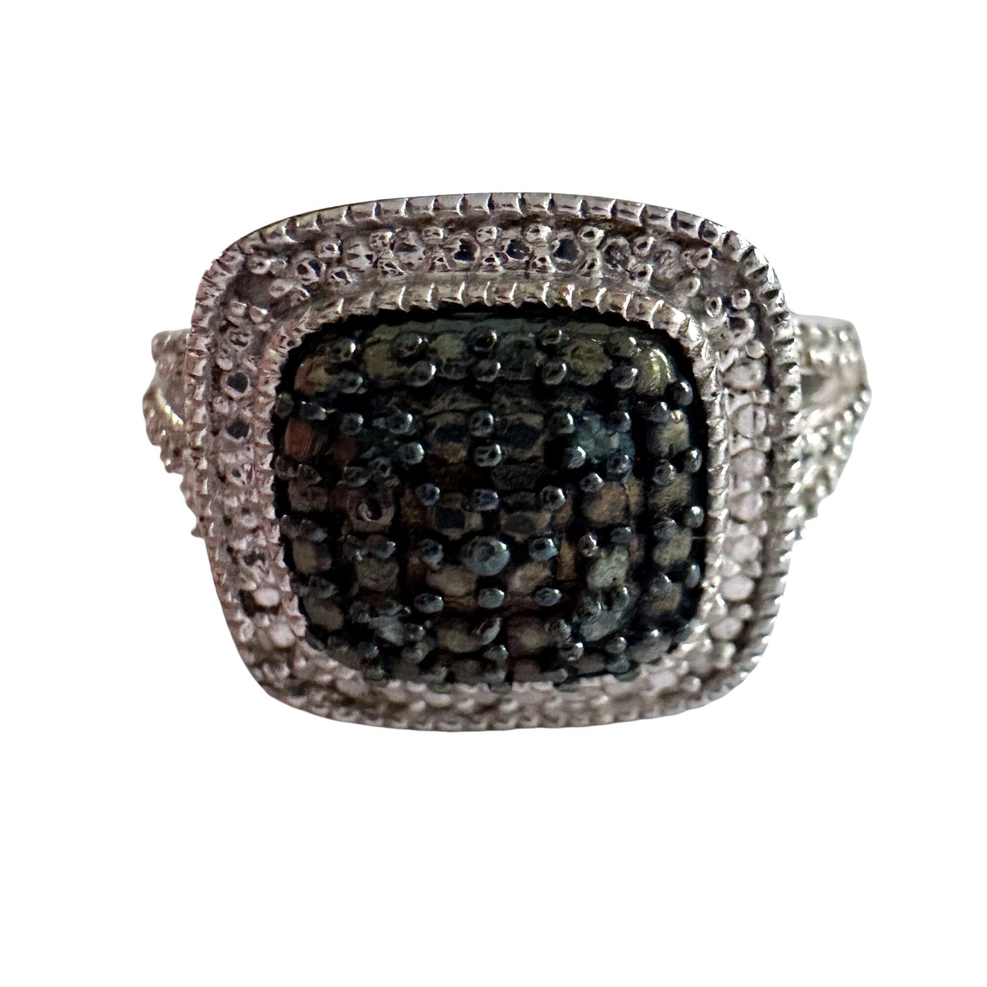 Other Genuine Deep Blue Diamond Ring Size 7 - Pretty Cushion Cut D Size ONE SIZE - 9 Thumbnail