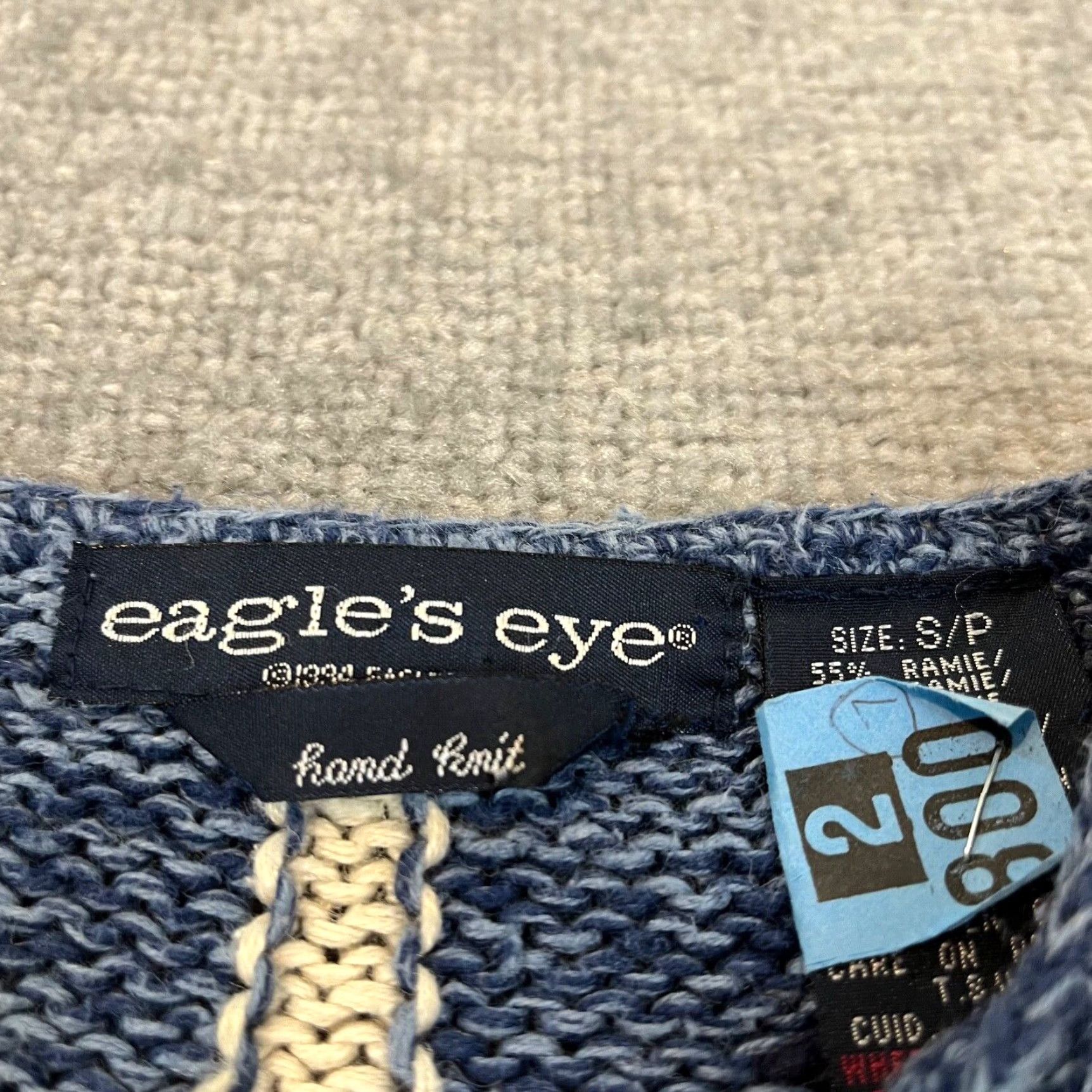 Vintage Eagles Eye Christmas Sweater Womens Small Knit Tree Stars Blue Button Pullover Size S / US 4 / IT 40 - 2 Thumbnail