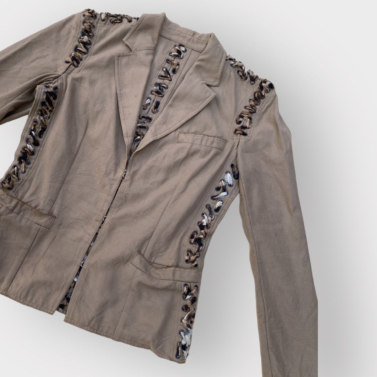 Tom Ford × Yves Saint Laurent Vintage SS02 Safari Cheetah Lace Up Blazer By Tom Ford Size S / US 4 / IT 40 - 5 Thumbnail