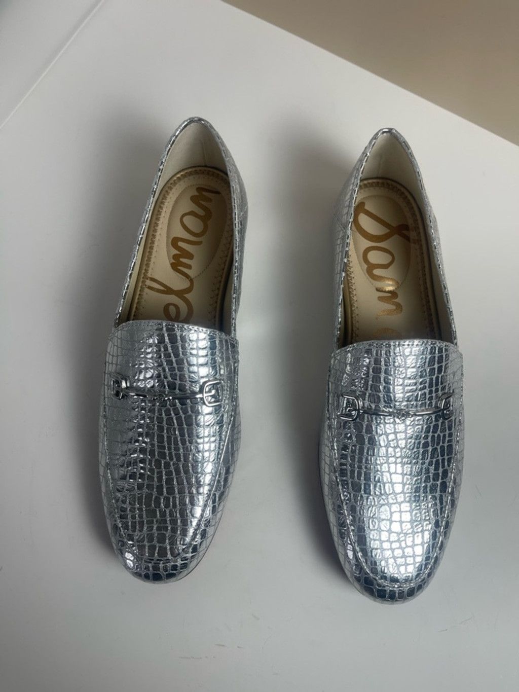 Sam Edelman Sam Edelman Loraine Leather Loafers 9 Silver Metallic Croco Size US 9 / IT 39 - 10 Thumbnail