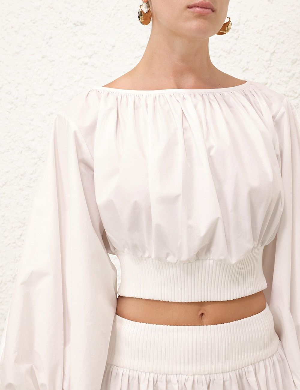 Zimmermann oc11z0226 Poplin Bodice Crop Top In White Size L / US 10 / IT 46 - 6 Thumbnail