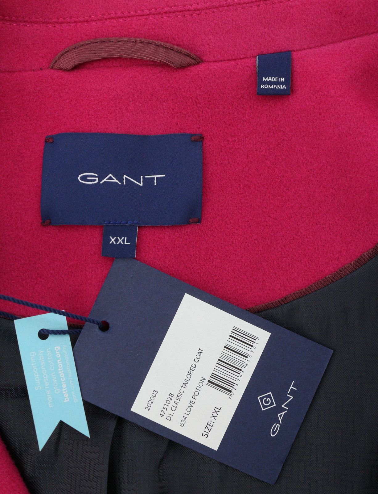 Gant CLASSIC TAILORED 2XL Love Potion Wool Cashmere Coat 87283 Size XXL / US 16-18 / IT 52-54 - 9 Thumbnail