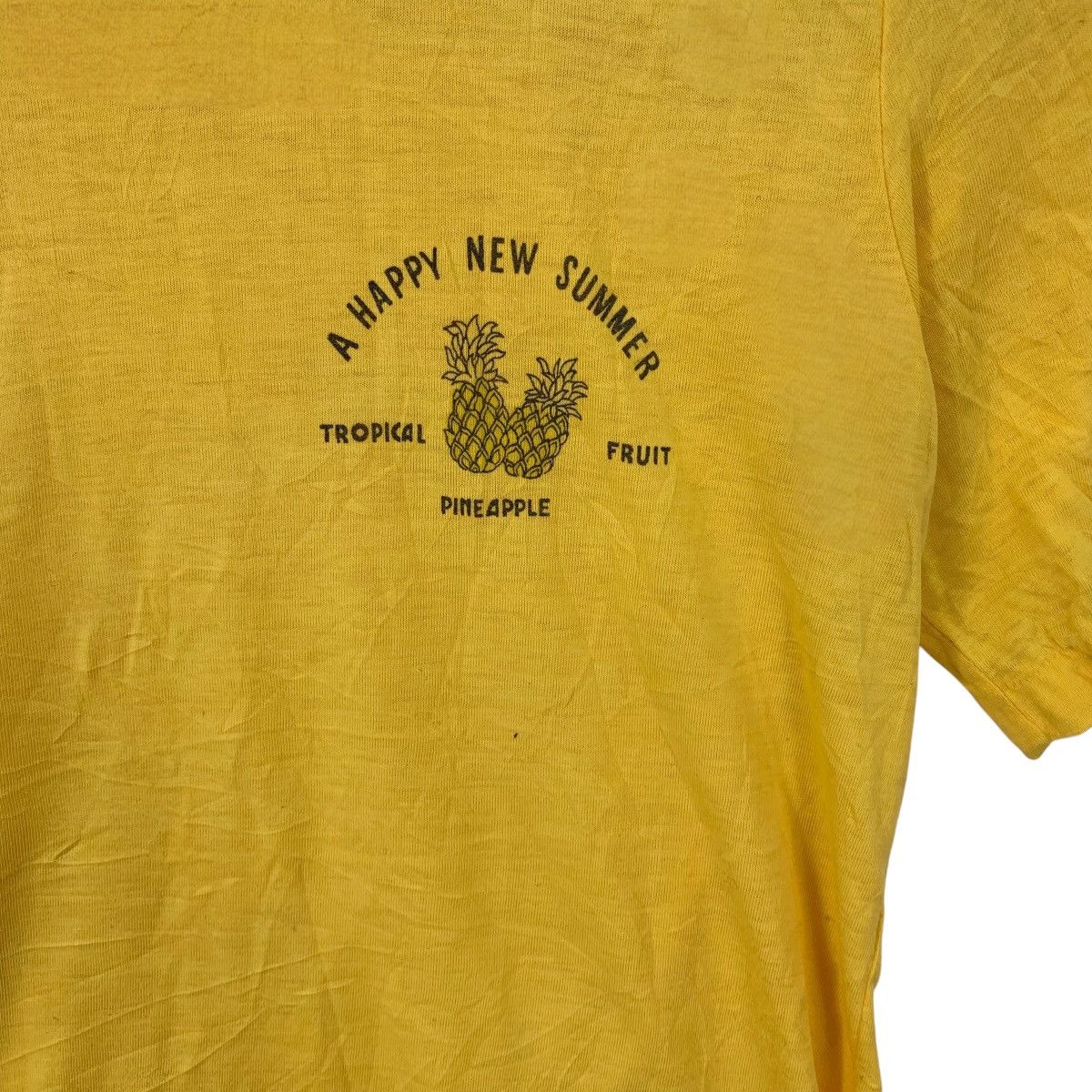 Vintage Vintage 70’ HAWAII TROPICAL PINEAPPLE Fruit Yellow Tee Size XS / US 0-2 / IT 36-38 - 4 Thumbnail