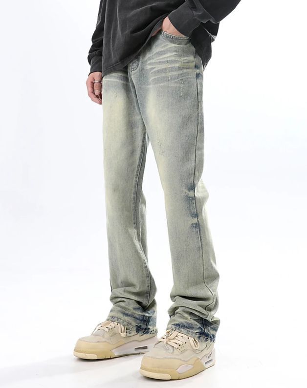 Jean Washed Mud Yellow Denim Pants Mens Size US 29 - 1 Thumbnail