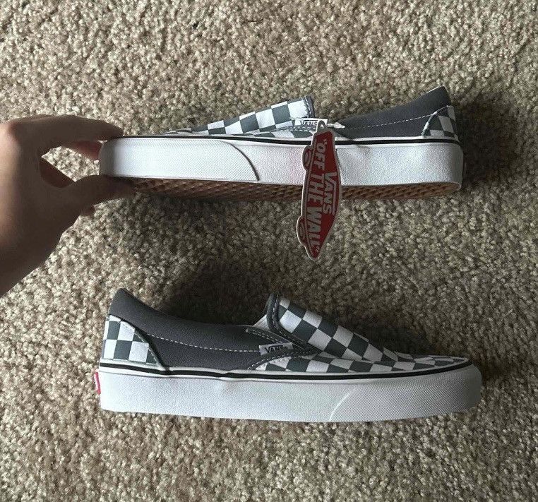 Vans Vans Classic Slip-On 'Checkerboard - Grey White' Size US 5 / EU 37 - 3 Thumbnail