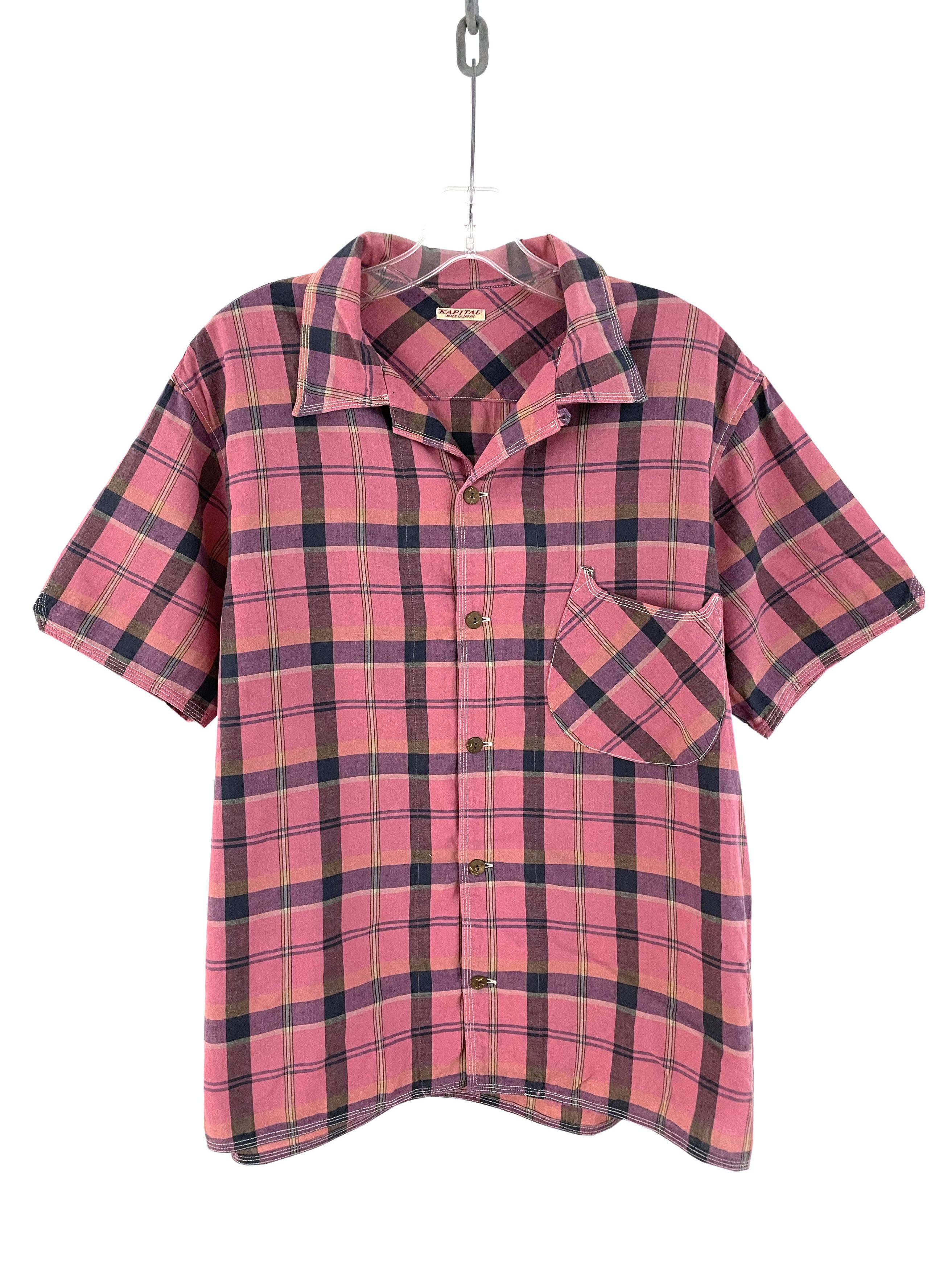 Open Collar Checkered Shirt