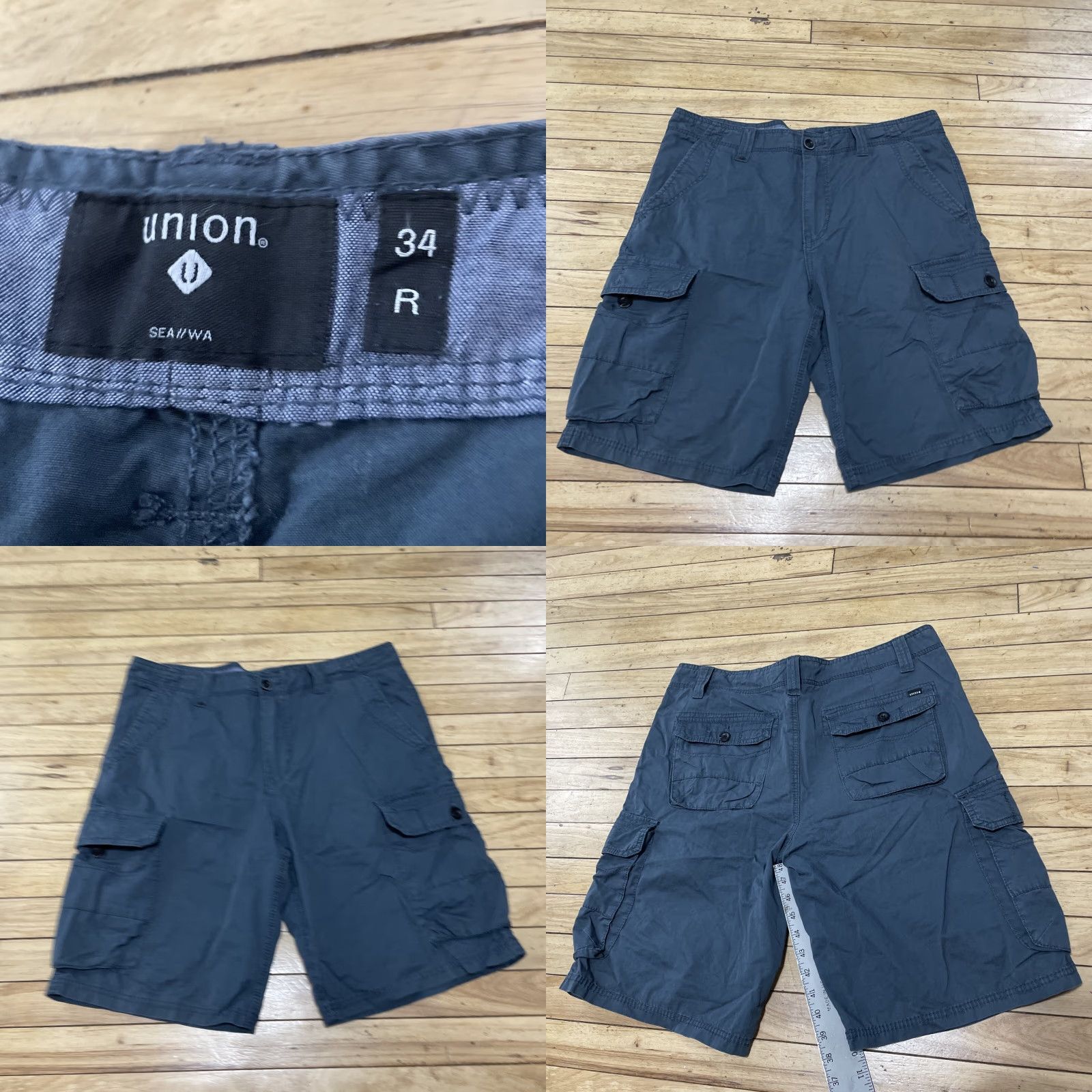 Union LA VINTAGE Union Cargo Shorts Men 34 R Blue Steel Y2k Streetwear Preppy Outdoors Hiking 10" Cargo Shorts Mens 34 Blue Steel Size US 34 / EU 50 - 9 Thumbnail