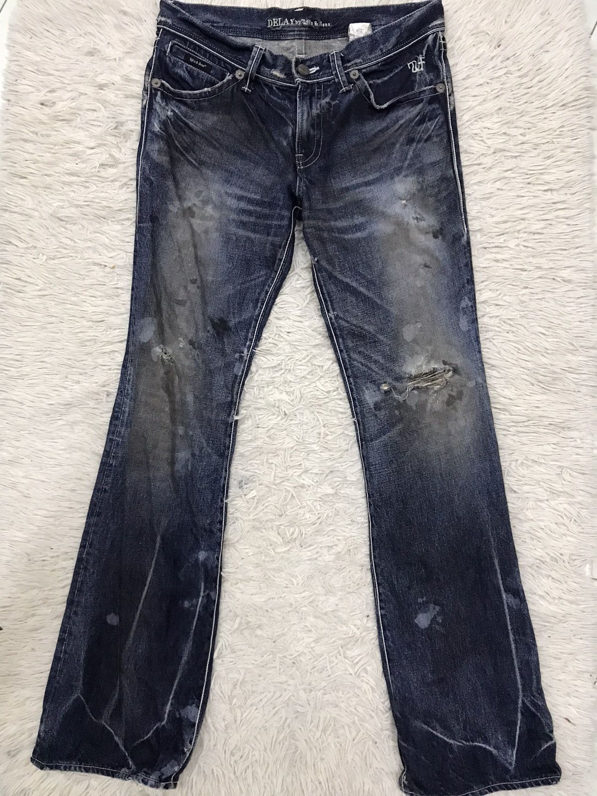 &SONS Vintage Delay Ufin & Sons Distressed Denim Flare Jeans Size US 32 / EU 48 - 5 Thumbnail
