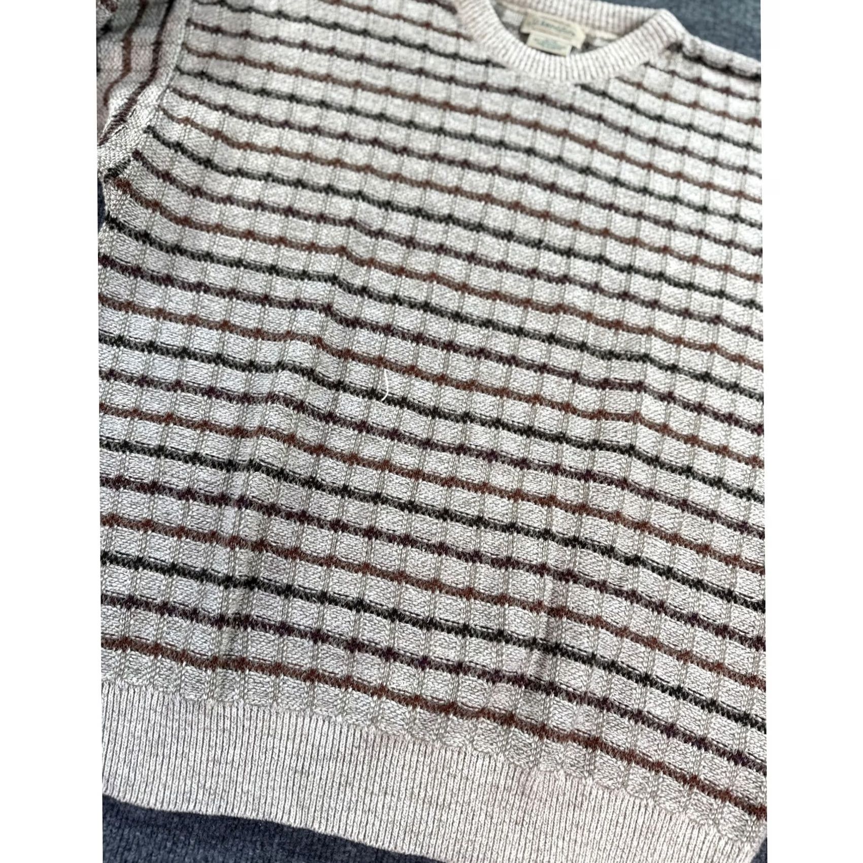 Vintage VINTAGE St. John's Bay Sweater Mens XL Tan Brown Striped Textured Knit Crewneck Size US XL / EU 56 / 4 - 5 Thumbnail
