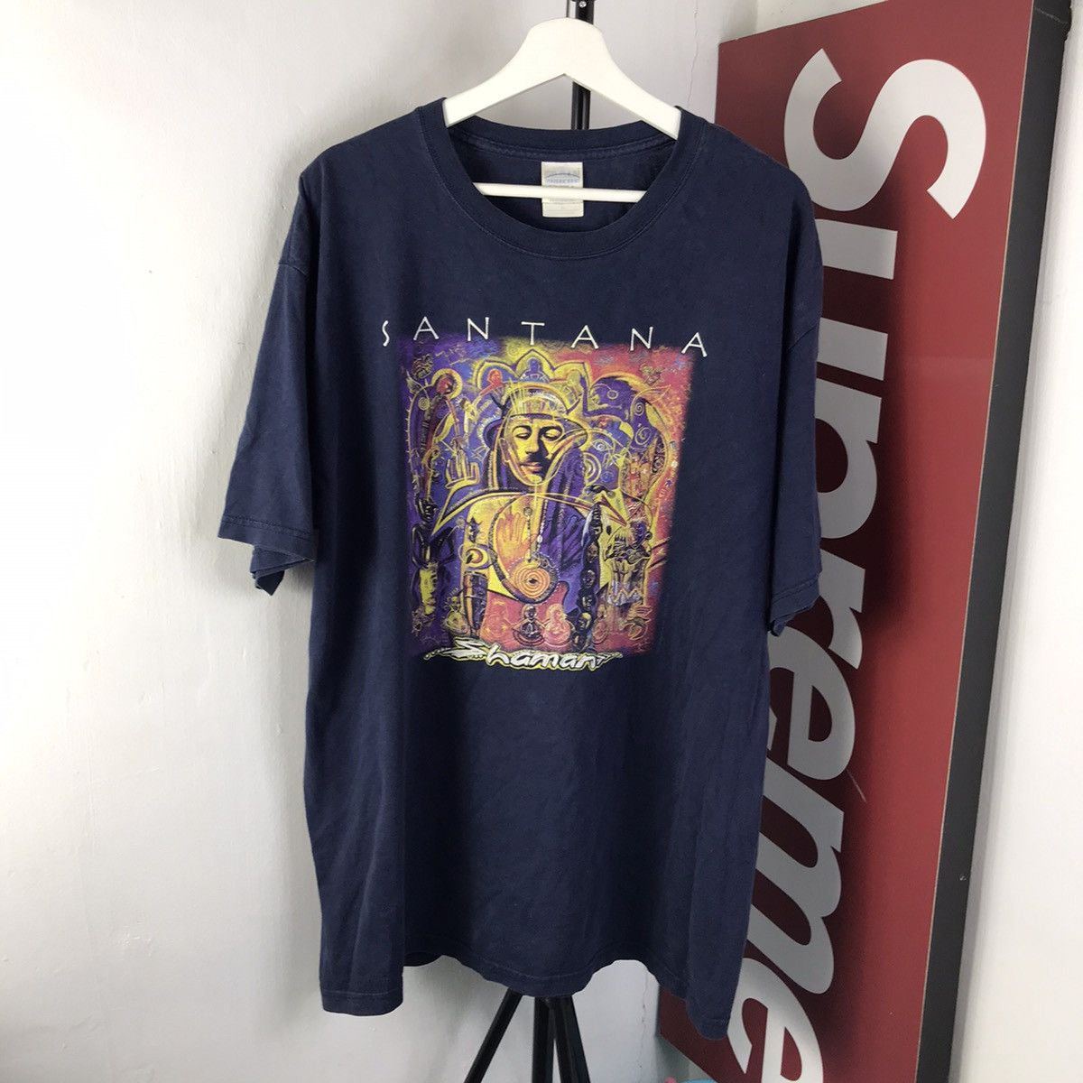 image of Vintage Santana Shaman Tour Band Shirt in Black, Men's (Size XL)