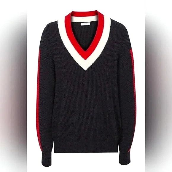 Reiss Cora Colorblock Cricket Wool Blend V-Neck Sweater Size S / US 4 / IT 40 - 6 Thumbnail