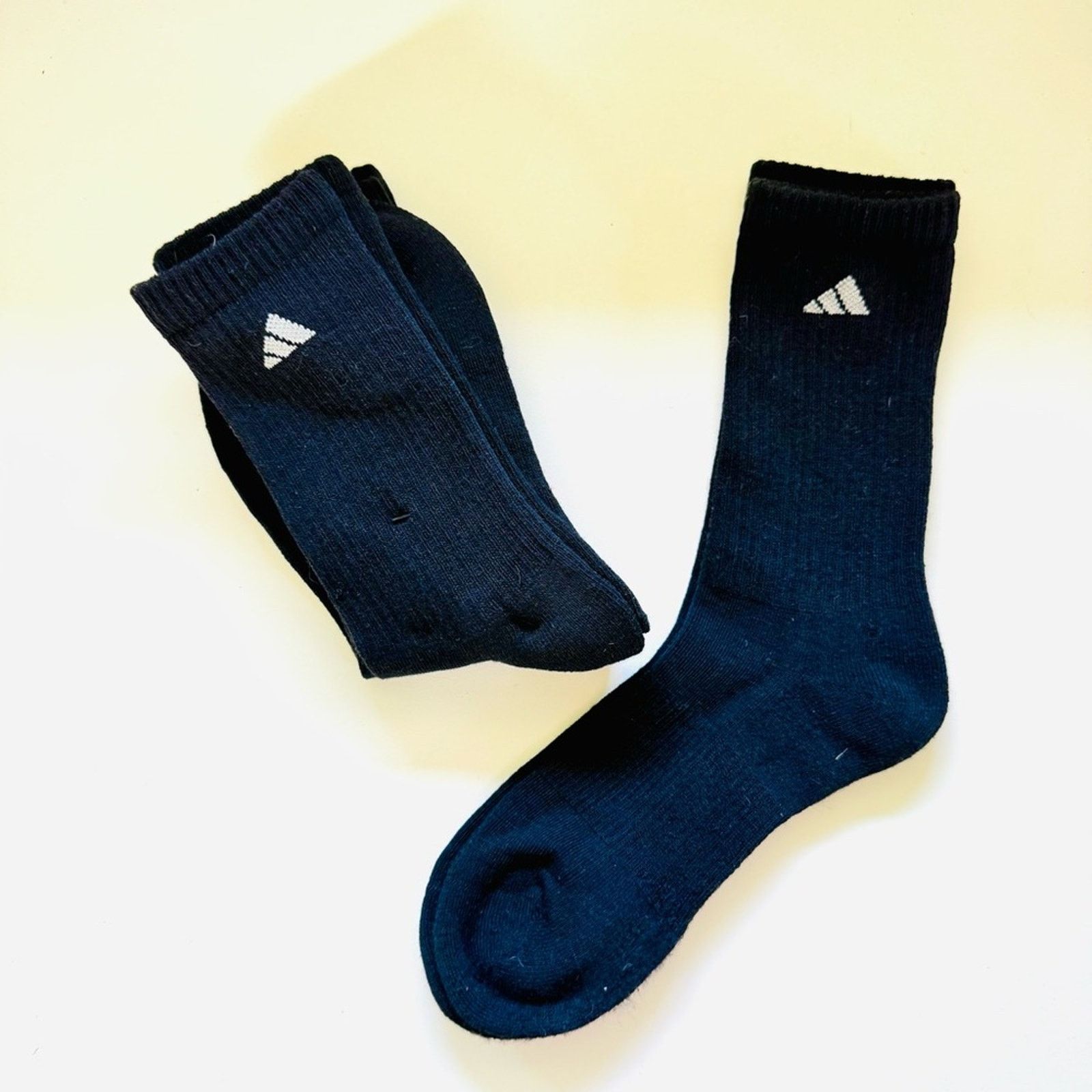 Adidas 3 NEW ADIDAS Black White Logo Crew Tall Athletic Socks Set Size ONE SIZE - 1 Thumbnail
