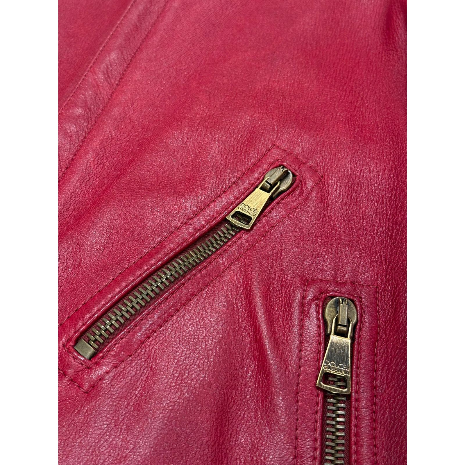 Dolce & Gabbana 2010s Dolce & Gabbana moto red leather jacket Size US M / EU 48-50 / 2 - 7 Thumbnail