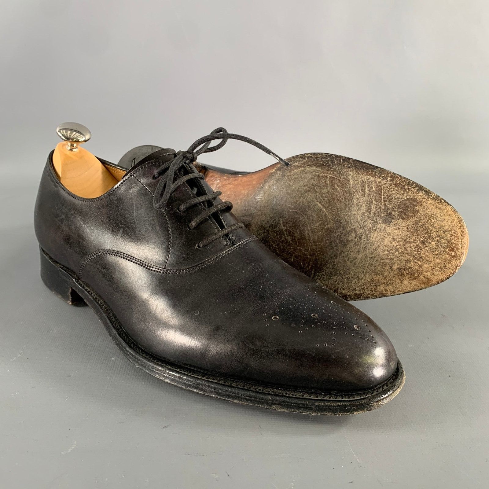 John Lobb JOHN LOBB Black Perforated Leather Pointed Toe Lace Up Shoes Size US 9 / EU 42 - 5 Thumbnail