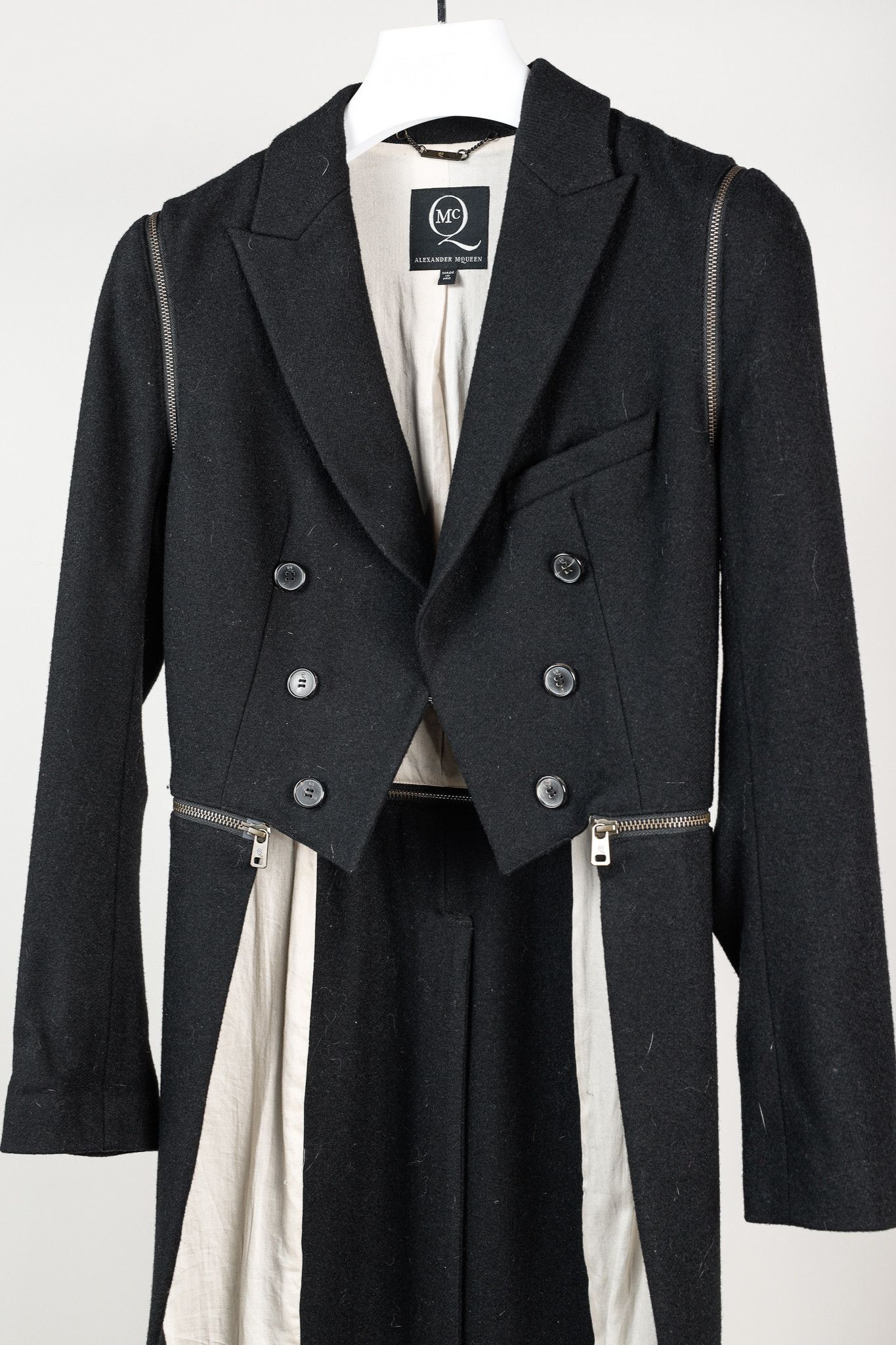 McQ Alexander McQueen McQ Alexander McQueen Black Wool Zippered Tail Coat Size S / US 4 / IT 40 - 4 Thumbnail