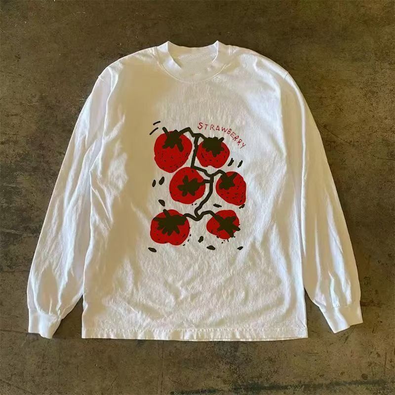 Japanese Brand White washed vintage strawberry print long-sleeved t-shirt Size US M / EU 48-50 / 2 - 1 Thumbnail