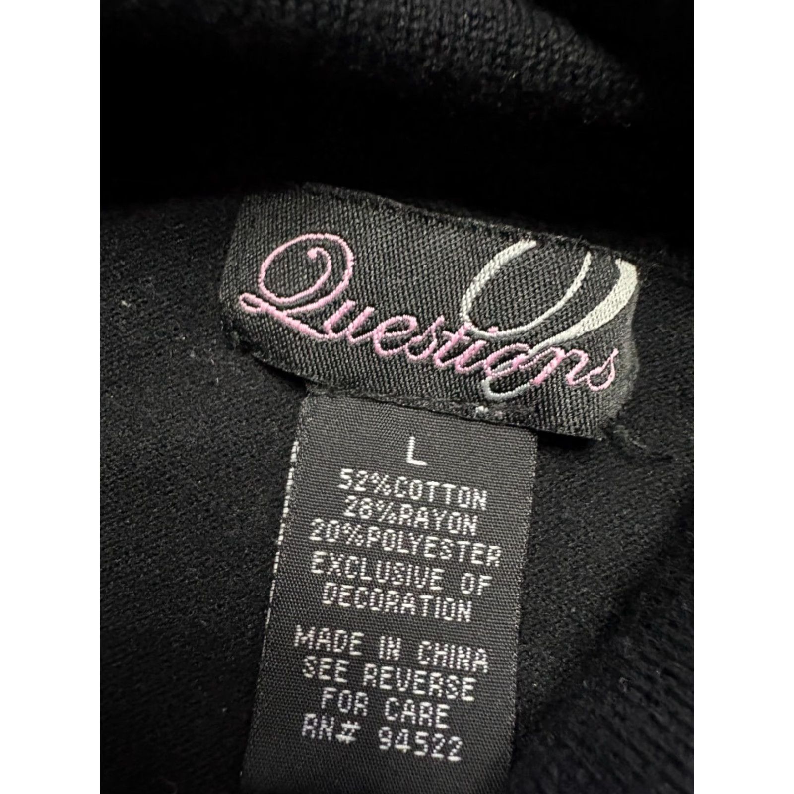 Vintage Questions Sweater Womens L Black Cold Shoulder Pullover Cotton Rayon Blend Size L / US 10 / IT 46 - 4 Thumbnail