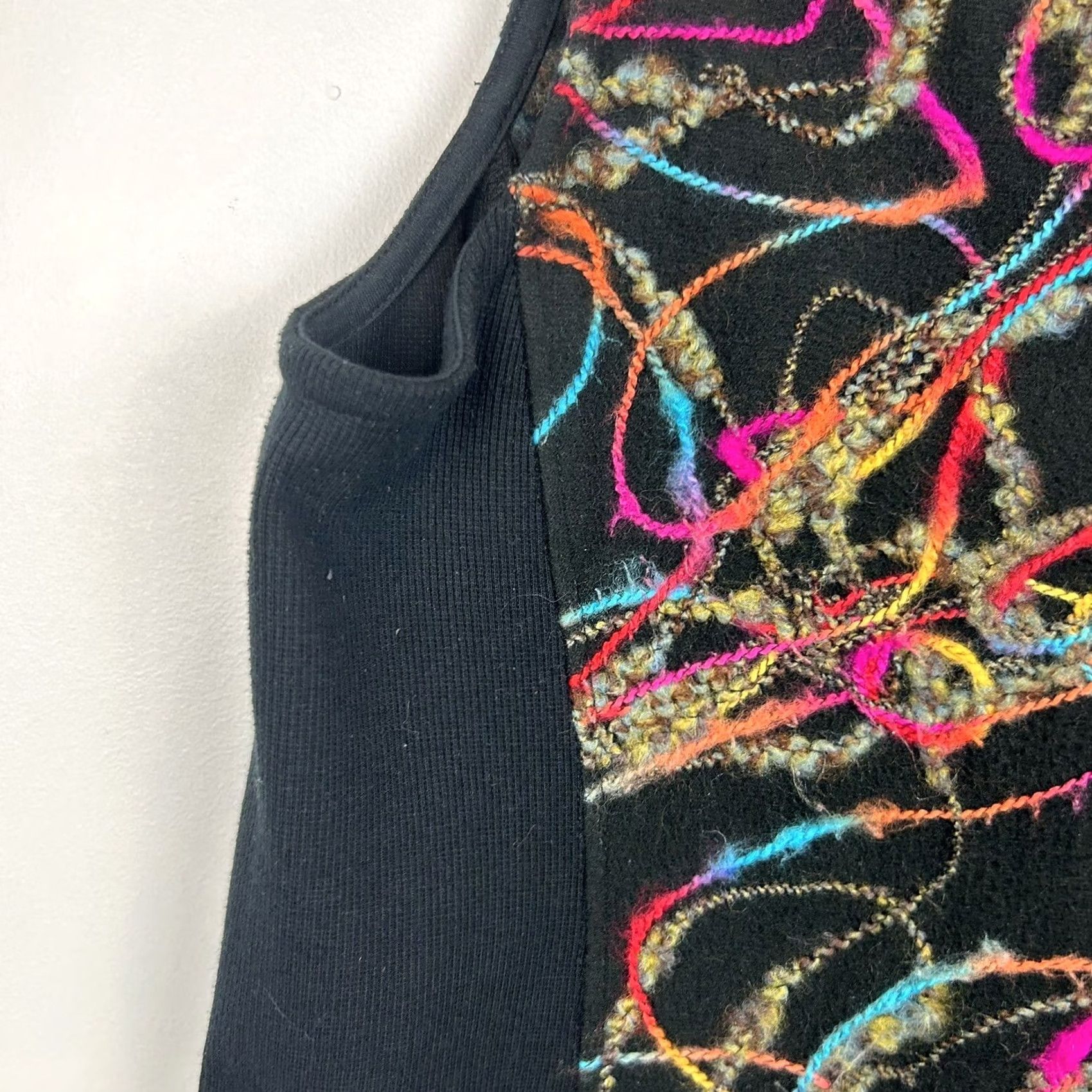 Coldwater Creek Art to Wear Vest Womens L Black Zip Textured Yarn Old Money Artsy Size L / US 10 / IT 46 - 5 Thumbnail