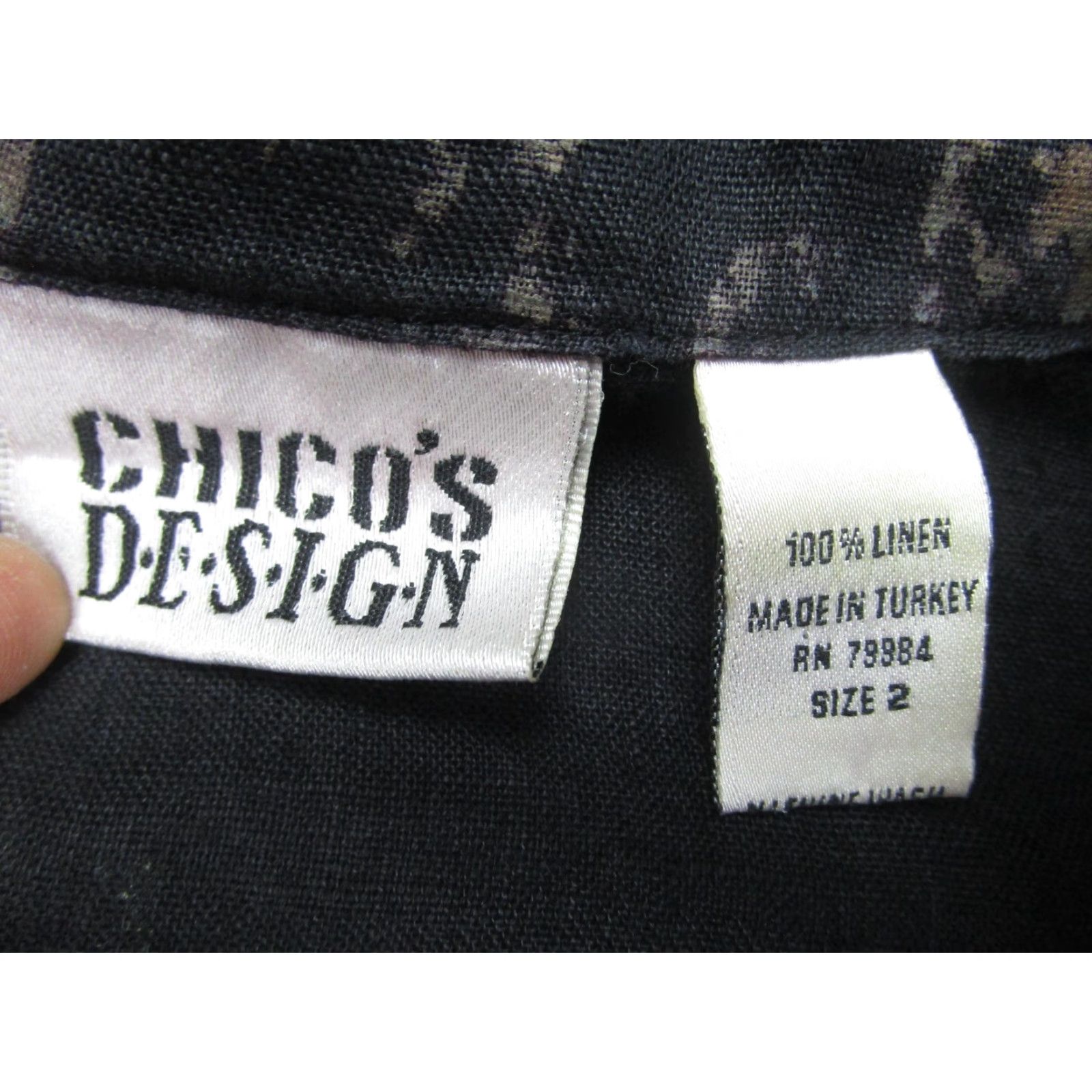 Vintage Chicos Jacket Womens 2 Black Linen Floral Boho Artsy Whimsigoth Kimono y2k grung Size XS / US 0-2 / IT 36-38 - 6 Thumbnail