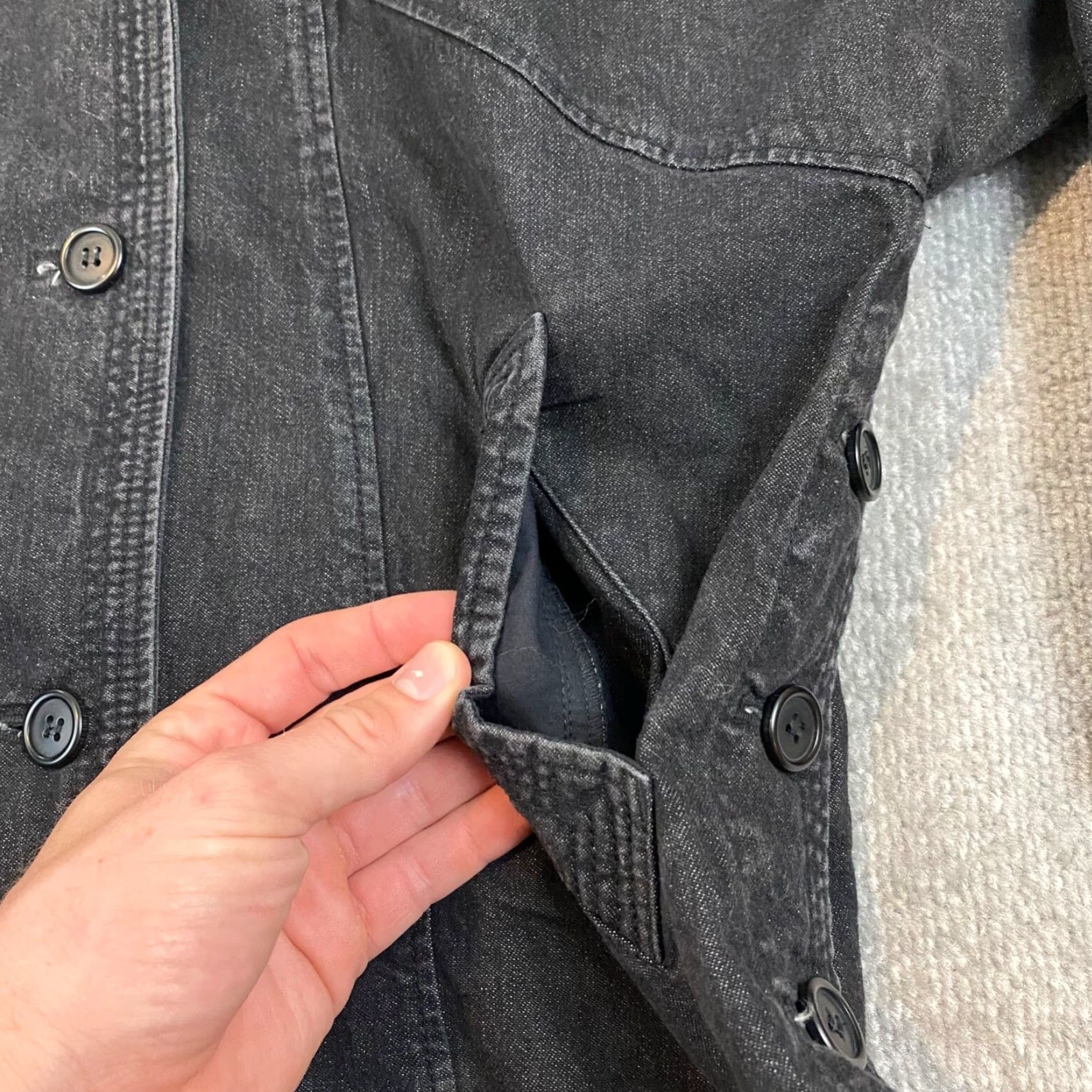 Denime Yacco Maricard Button-Up Shirt Women's Size 3 Charcoal Gray Oversized Denim Collared Long Sleeve Size XS / US 0-2 / IT 36-38 - 4 Thumbnail