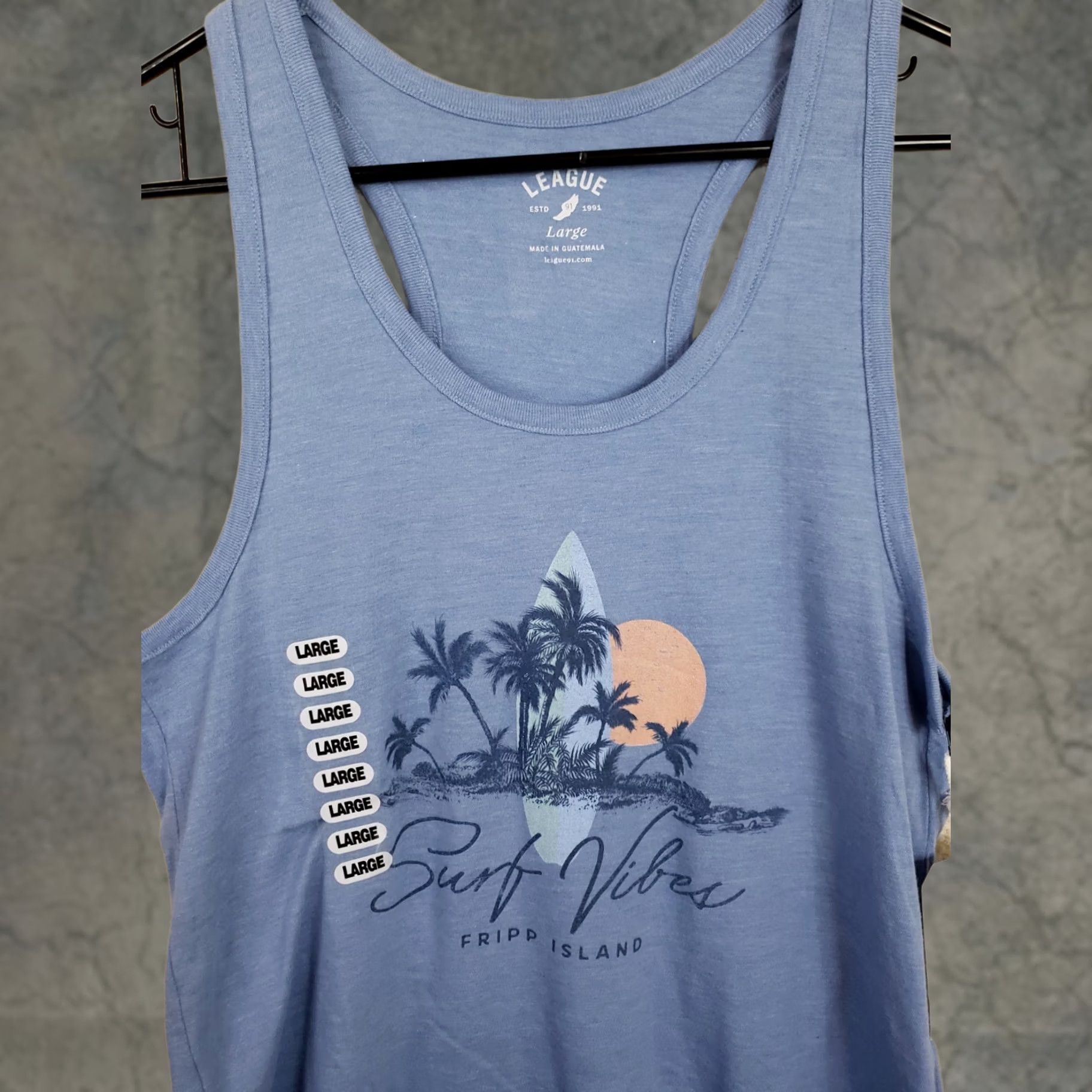 Vintage League Tank Top T-Shirt Women’s L Blue Surf Vibes Fripp Island Size L / US 10 / IT 46 - 1 Thumbnail