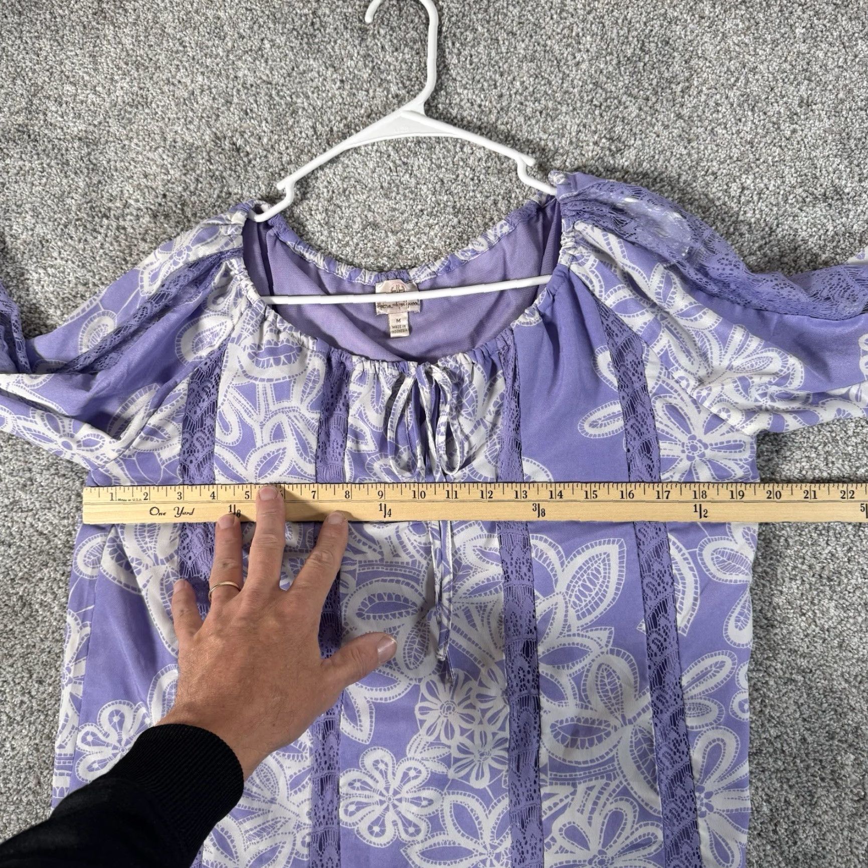 Vintage VINTAGE Hot in Hollywood Blouse M Lined Boho Floral Peasant Romantic Feminine Flowy Y2K Purple Long Sleeve Women M Size M / US 6-8 / IT 42-44 - 3 Thumbnail
