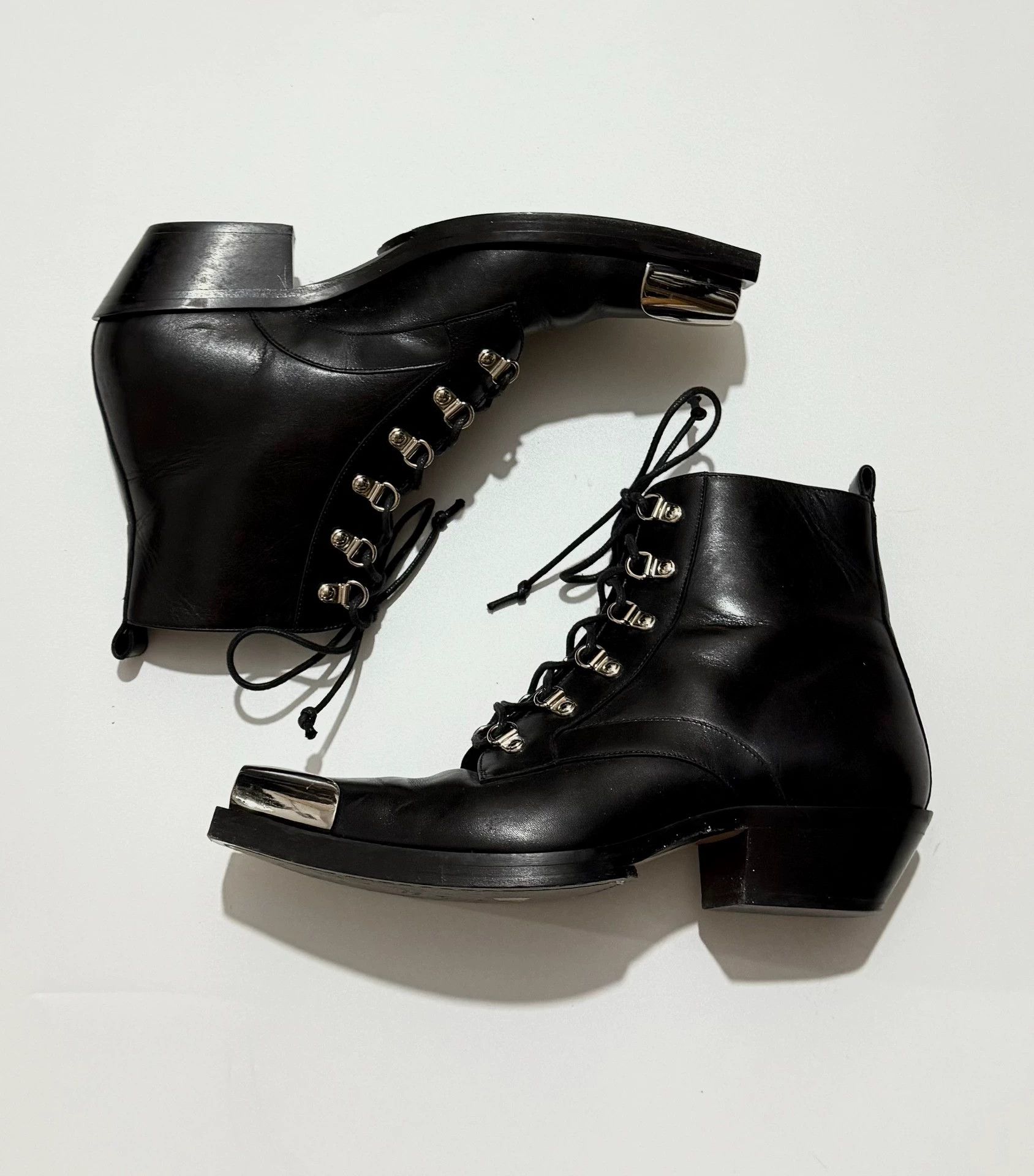 Balmain Balmain Black Leather Steel Toe Biker Boots Size 41 Size US 9 / EU 42 - 5 Thumbnail