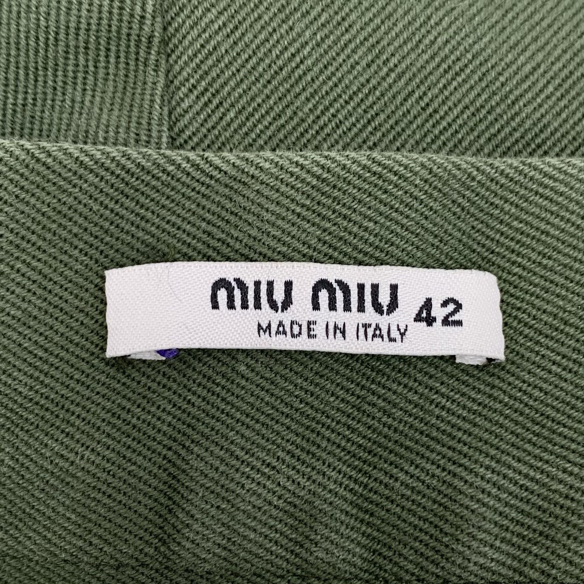 Miu Miu Miu Miu Pants – Army Green Cotton Utility Pants (Size 42) Size 28" / US 6 / IT 42 - 2 Thumbnail