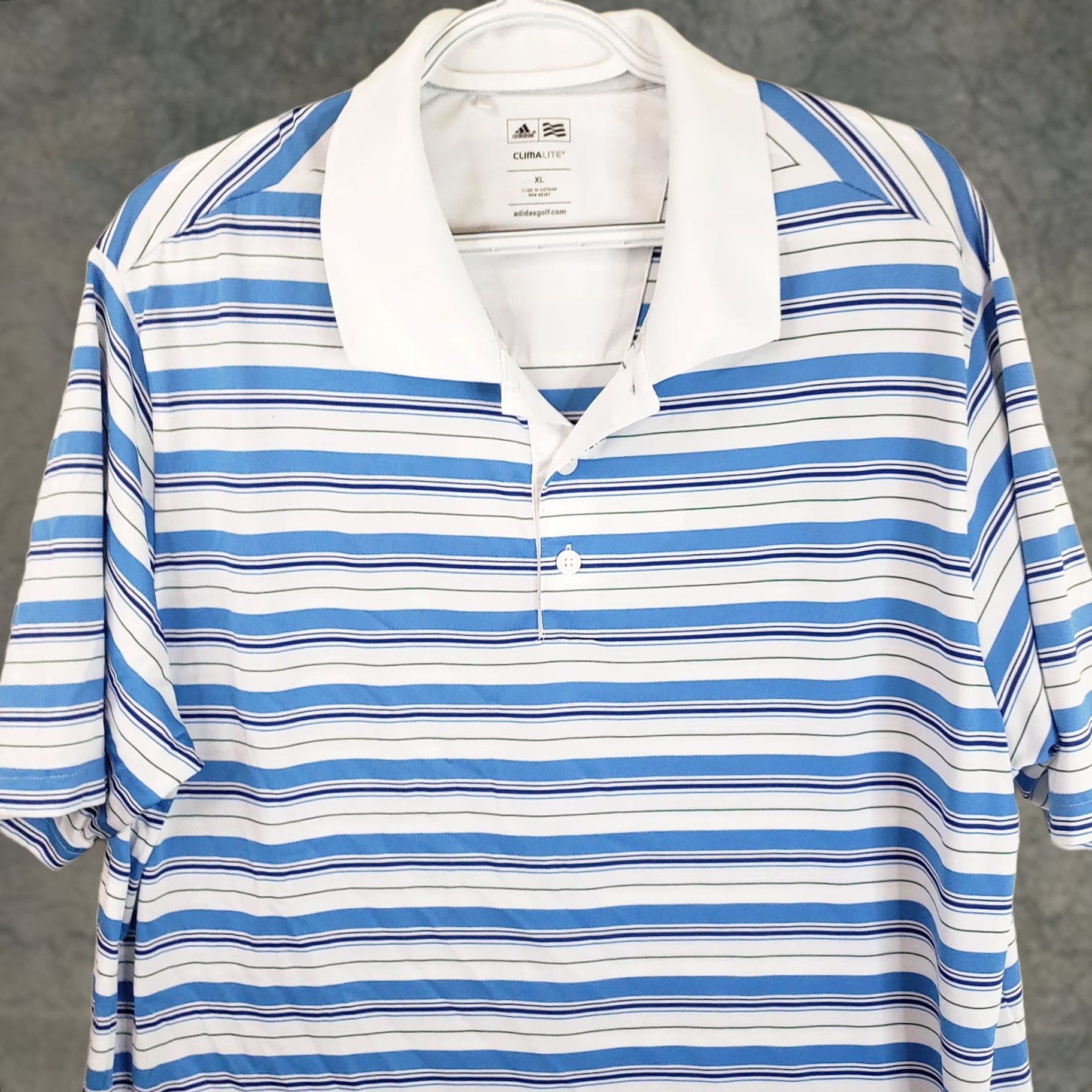 Adidas Adidas Polo Shirt Mens Climalite Blue White Striped Short Sleeve Golf XL Polo Shirt Mens Black? Size US XL / EU 56 / 4 - 1 Thumbnail