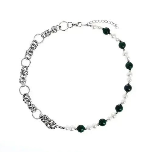 Jewelry White and green bead stitching men's fashion necklace Size ONE SIZE - 3 Thumbnail