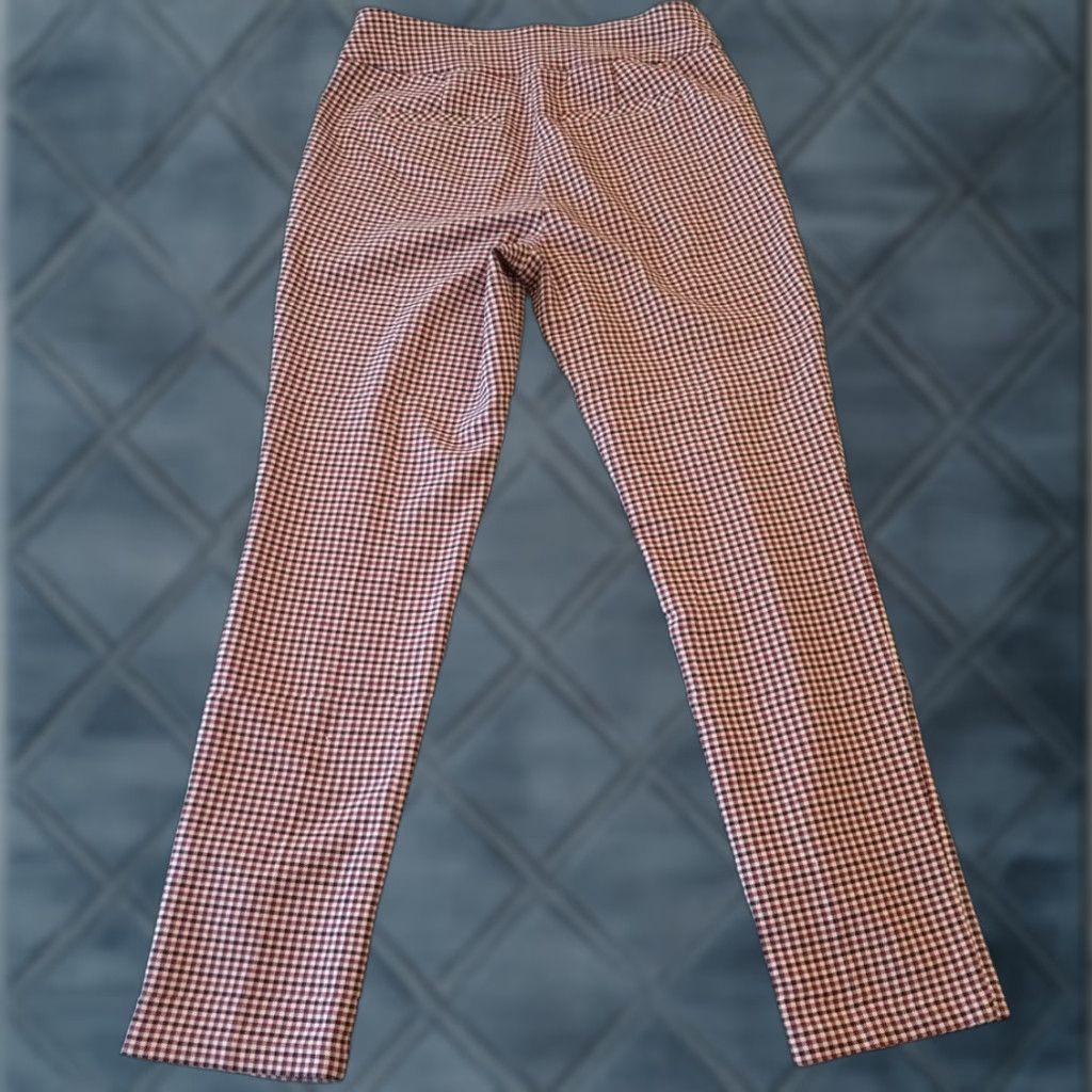 Vintage Cato Ankle Pants Womens Size 8 Red Plaid Pull On Skinny Stretch Pockets - Regular, 28.5" Inseam Size 29" - 1 Thumbnail
