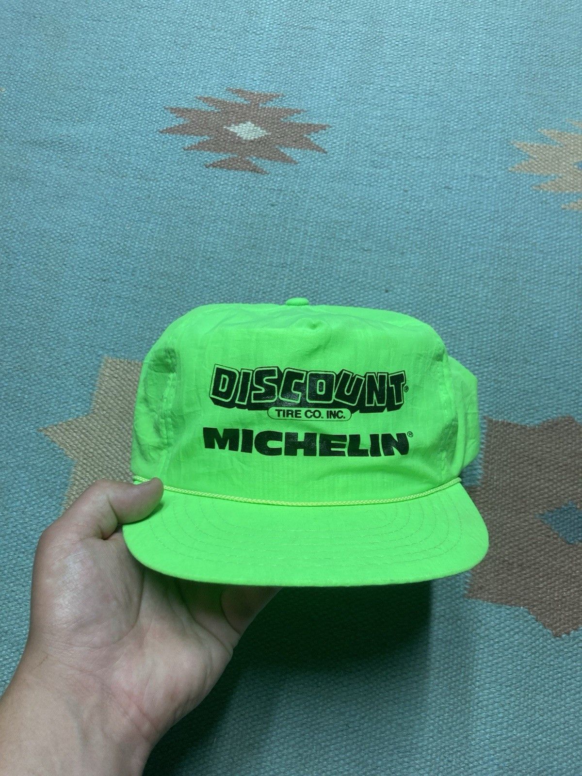 Vintage Vintage SnapBack hat discount tire Michelin neon green nylon Size ONE SIZE - 2 Thumbnail